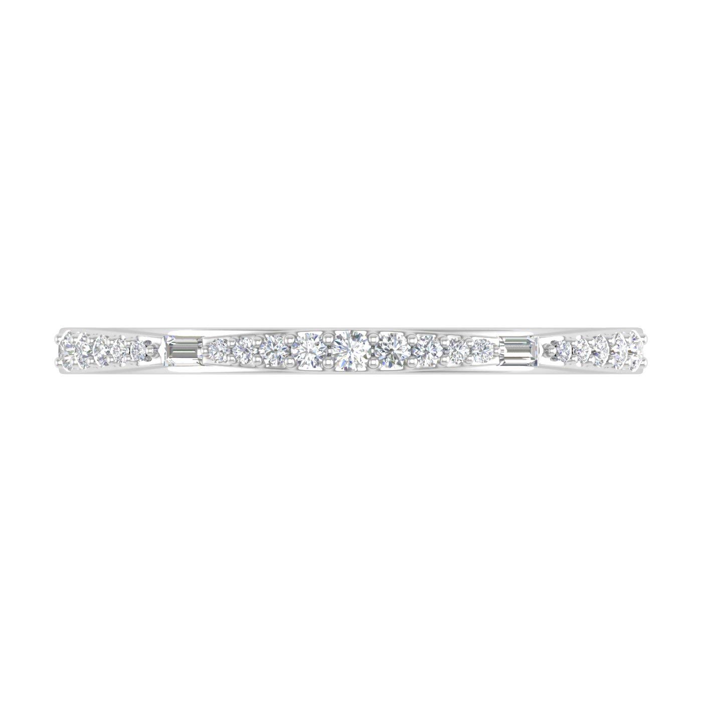10K Gold Round & Baguette Diamond Wedding Band Ring (0.12 cttw IGI Certified) - Perfect for Engagement, Anniversary & Bridal Jewelry Gifts