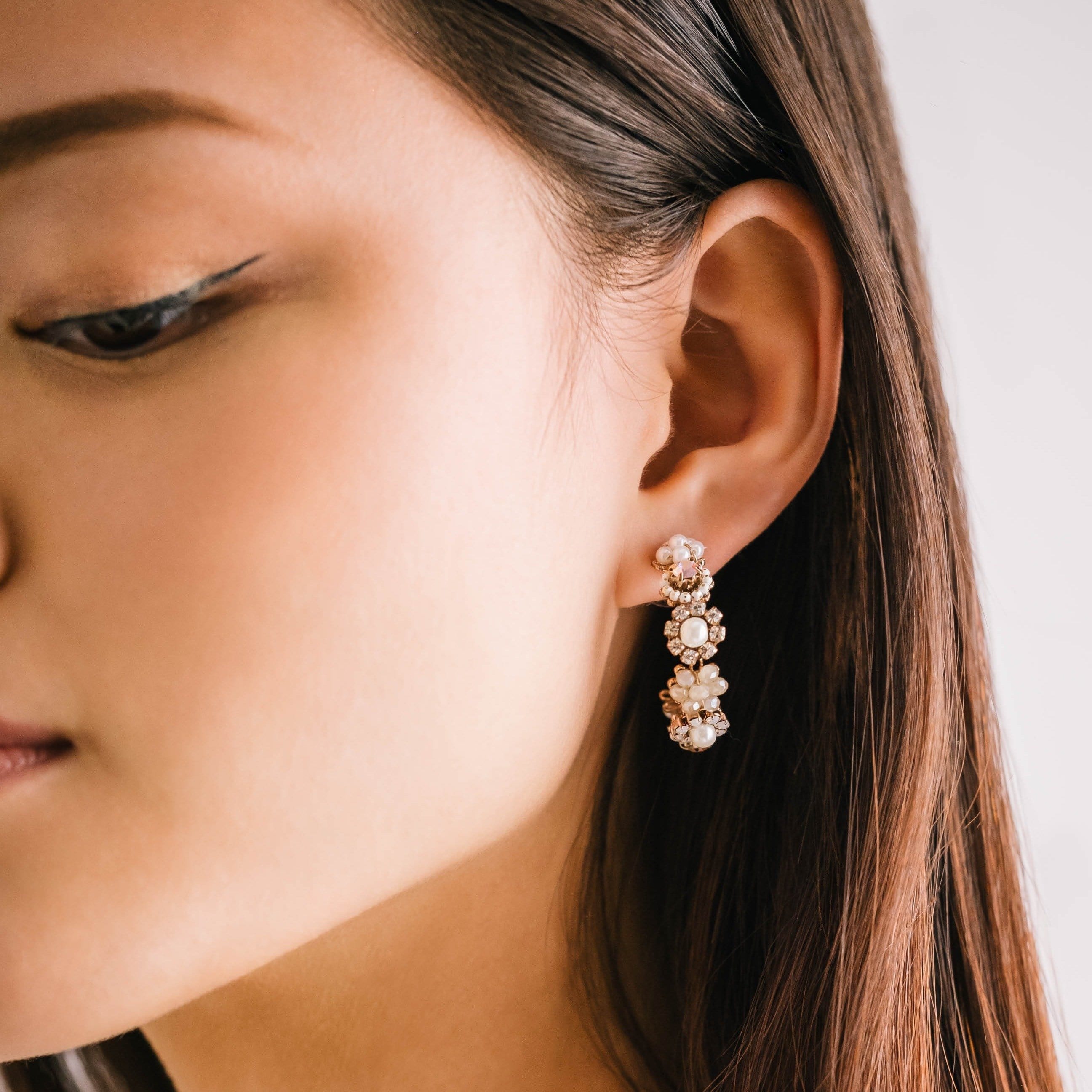 Bloom Crystal Hoop Earrings for Women - Elegant Dangle Earrings with Sparkling Crystals | Perfect for Parties, Weddings & Everyday Wear