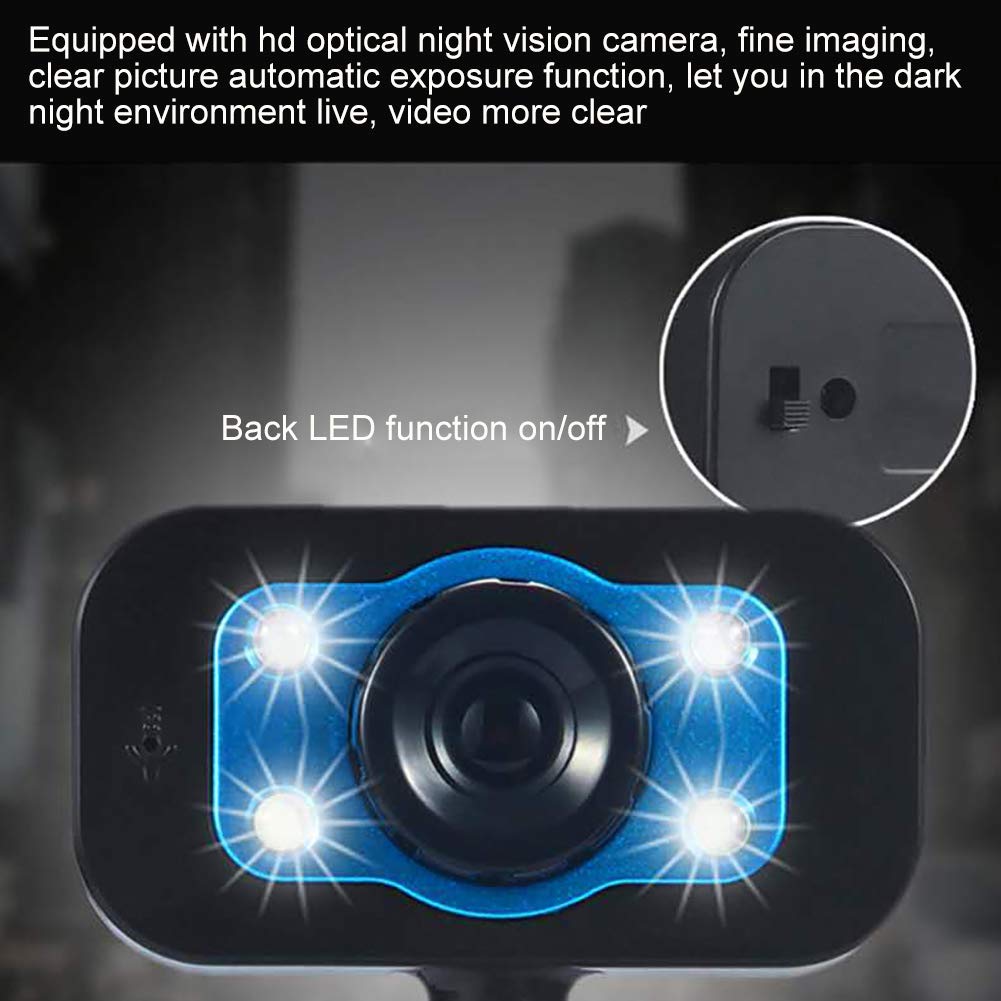 HD Webcam with Built-in Microphone, USB Computer Camera for Laptop & Desktop PC - Night Vision, Video Recording, Video Calling (Black/Blue) - Perfect for Zoom Meetings, Online Classes & Live Streaming