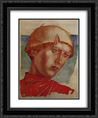 20x24 Black Ornate Framed Museum Art Print - Boy Portrait by Kuzma Petrov-Vodkin | Double Matted Wall Decor for Living Room, Bedroom & Office
