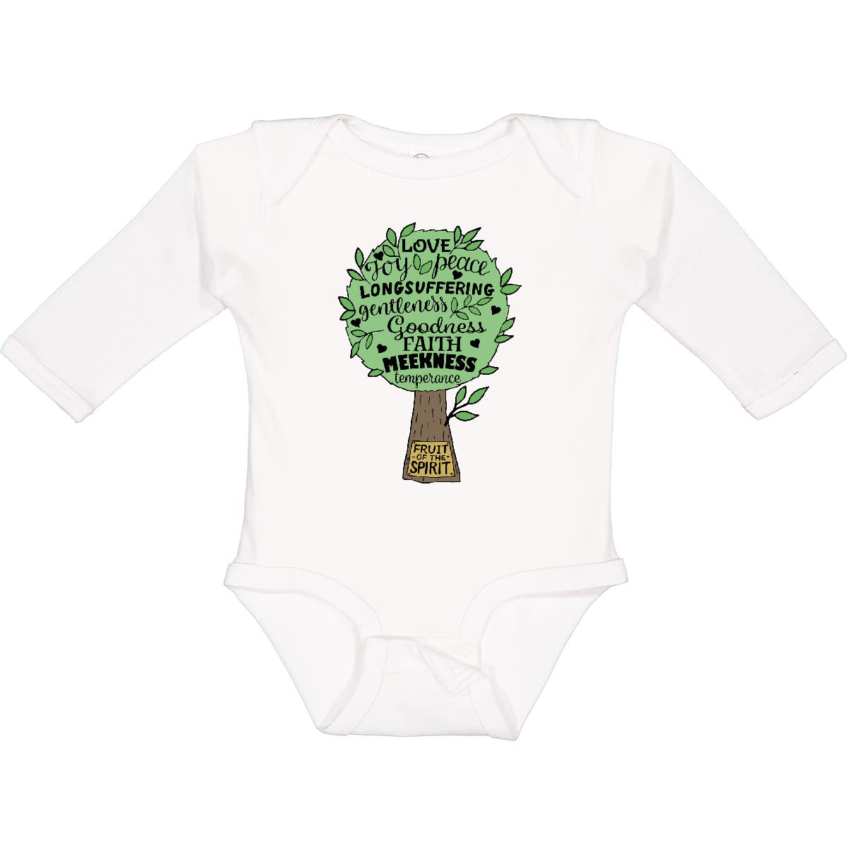 Inktastic Fruit Of the Spirit Bible Quote Christian Baby Long Sleeve Creeper - Soft Cotton Onesie for Church, Baptism & Family Gatherings