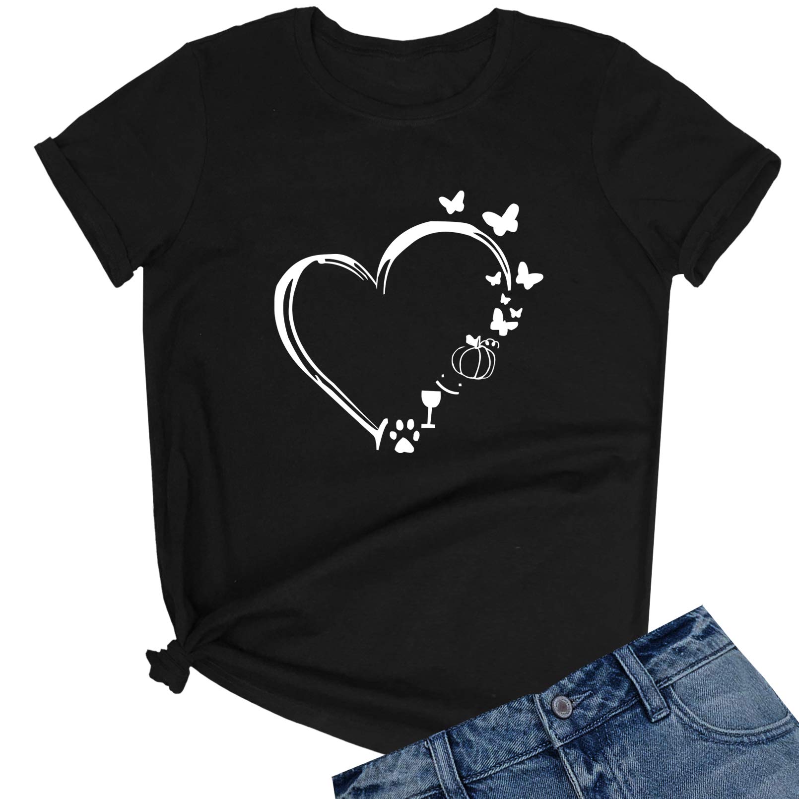 BLACKMYTH Women's Casual Graphic Cute Tee Shirts - Stylish Comfort for Everyday Wear, Outings & Casual Dates