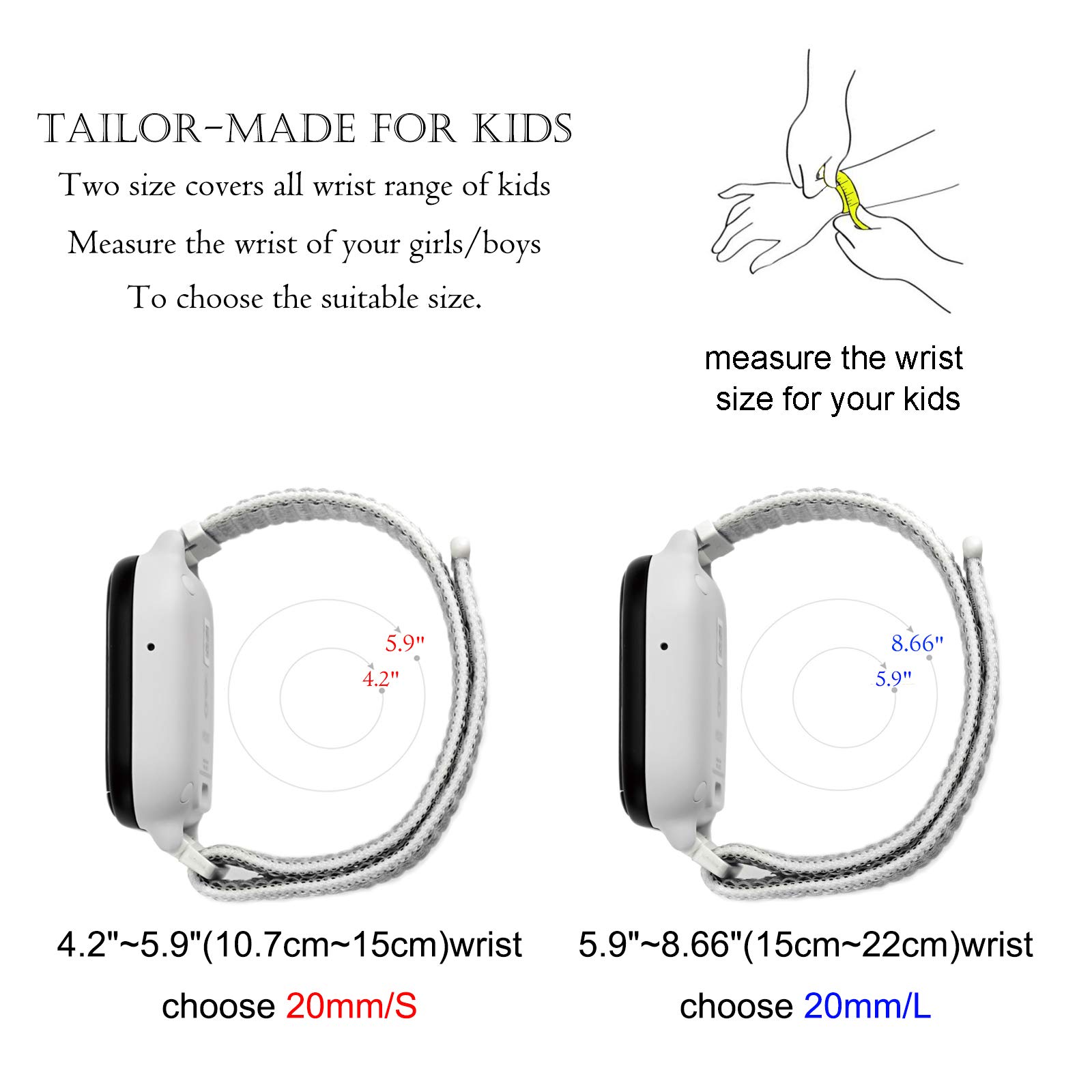 Durable Nylon Hook & Loop Strap with Quick Release Pins - 20mm Sport Watch Band Compatible with Gizmo Watch 2/1 - Perfect for Kids' Active Play, Sports & Outdoor Adventures