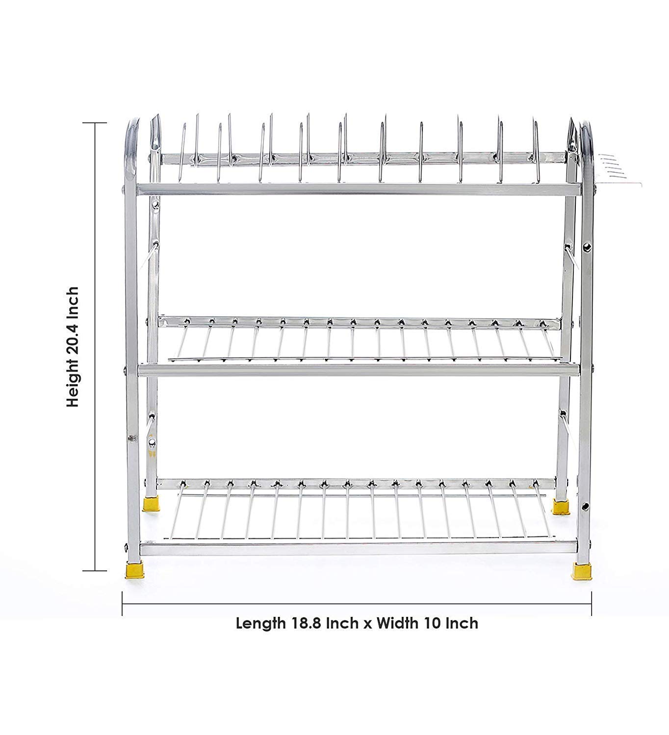 3-Tier 18-Inch Kitchen Dish Rack with Plate & Cutlery Holder - Modern Space-Saving Utensil Organizer for Countertop - Perfect for Small Kitchens, Apartments & Dorm Rooms