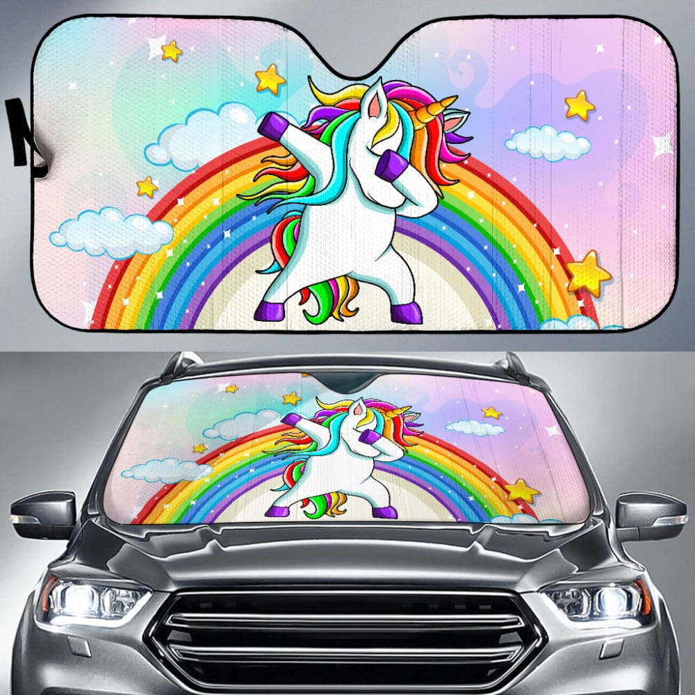 Rainbow Unicorn LGBT Love Heart Car Sun Shade - UV Protection Window Shade for Cars, Trucks & SUVs - Perfect for Pride Parades, Road Trips & Summer Driving