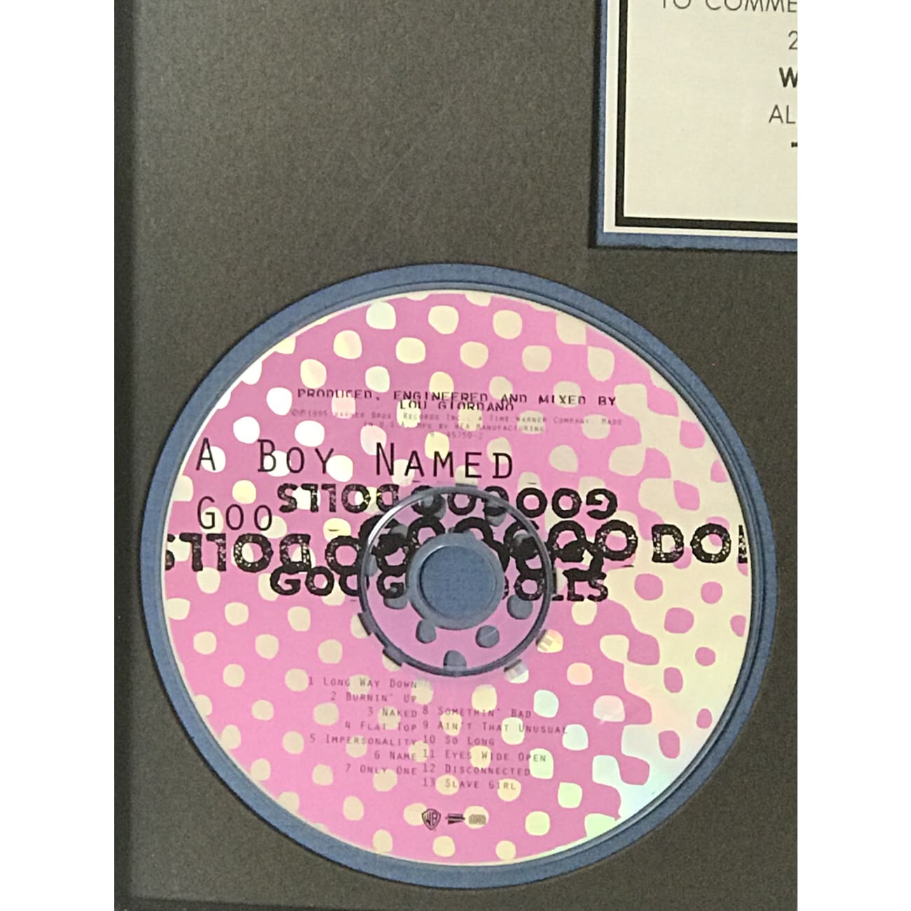Goo Goo Dolls 'A Boy Named Goo' 2x Platinum Certified Album - Award-Winning Rock Music for Collectors & Fans | Perfect for Display in Music Rooms, Offices & Memorabilia Collections