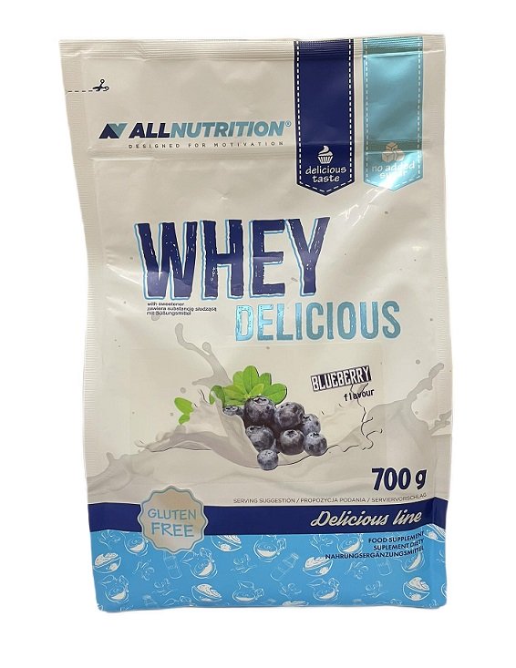 Allnutrition Whey Delicious Protein Powder - Blueberry Flavor 700g for Muscle Recovery & Post-Workout Nutrition | Gym Supplement for Athletes & Fitness Enthusiasts