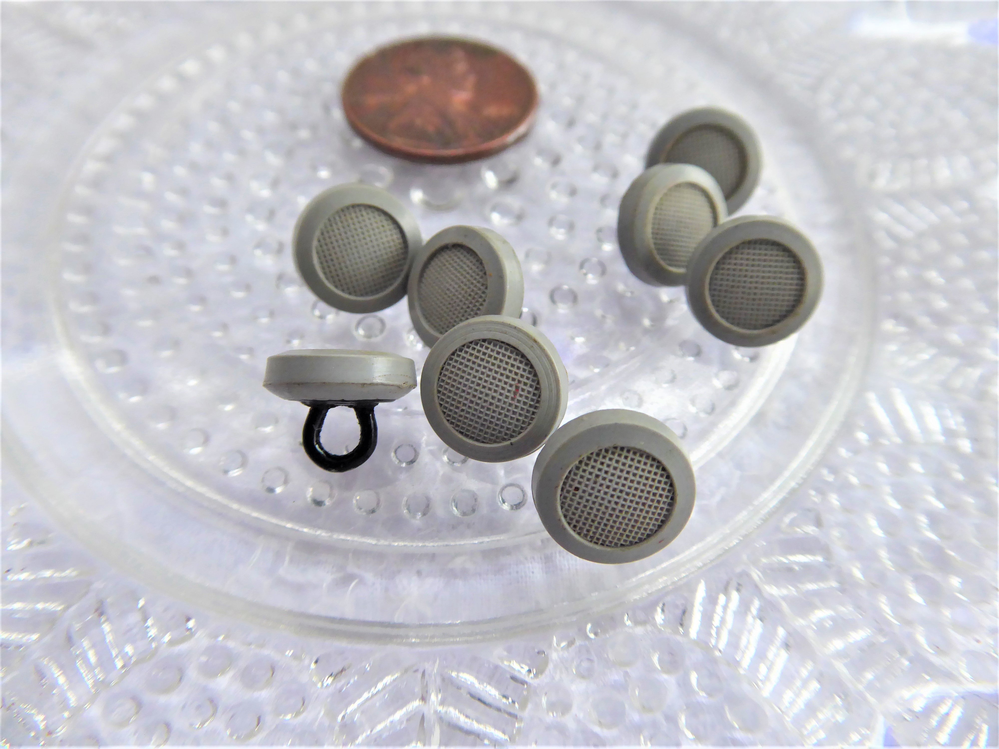 Vintage Textured Gray Shoe Buttons 8-Piece Set - Taupe Grey Glove Buttons with Edwardian Pin Shank - 1900s Style for Historical Costumes & DIY Fashion Projects