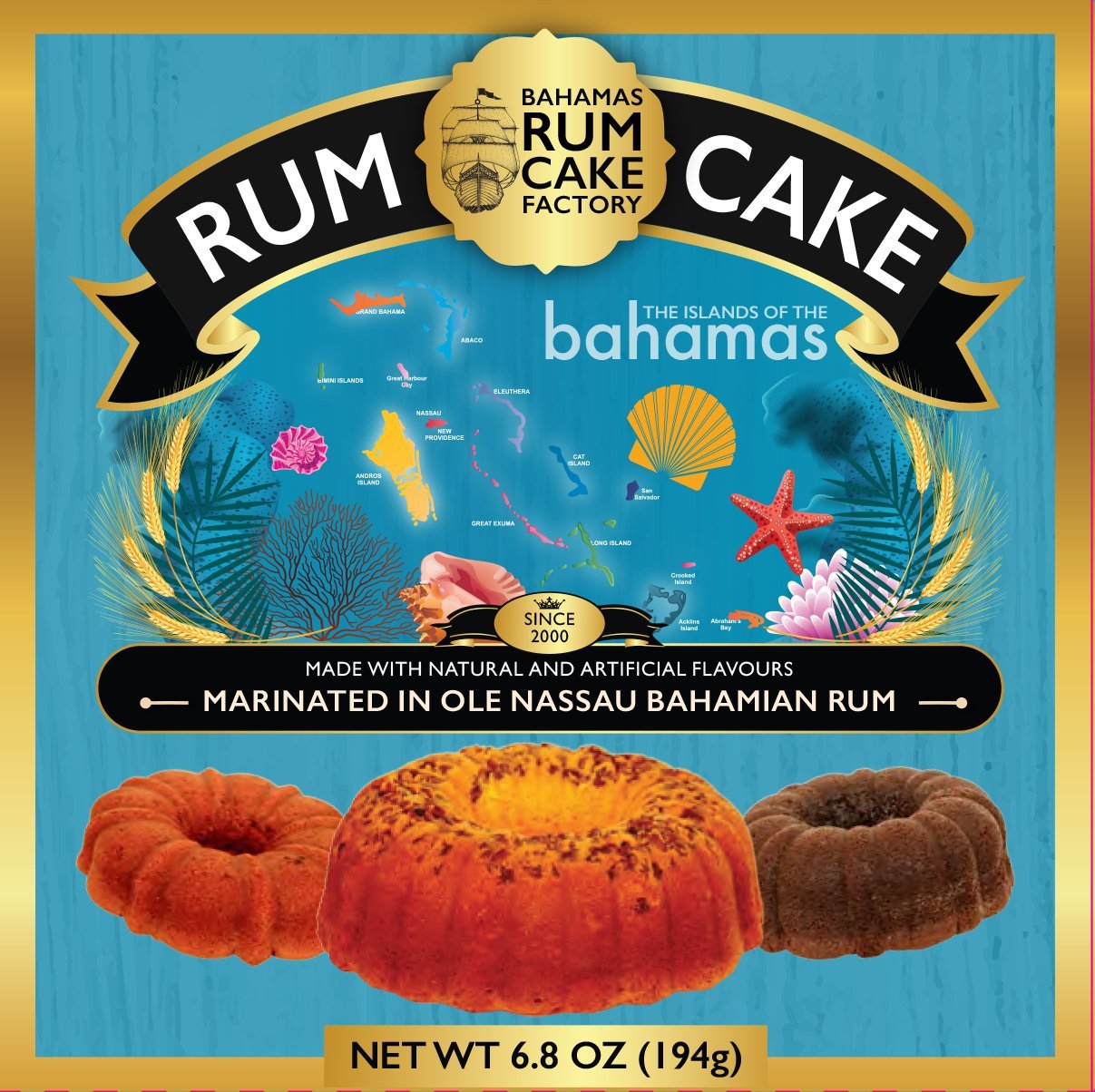 The Bahamas Rum Cake Factory Ole Nassau Coconut Rum Cake - 6 oz | Authentic Caribbean Dessert | Perfect for Holidays, Gifts & Tropical Parties