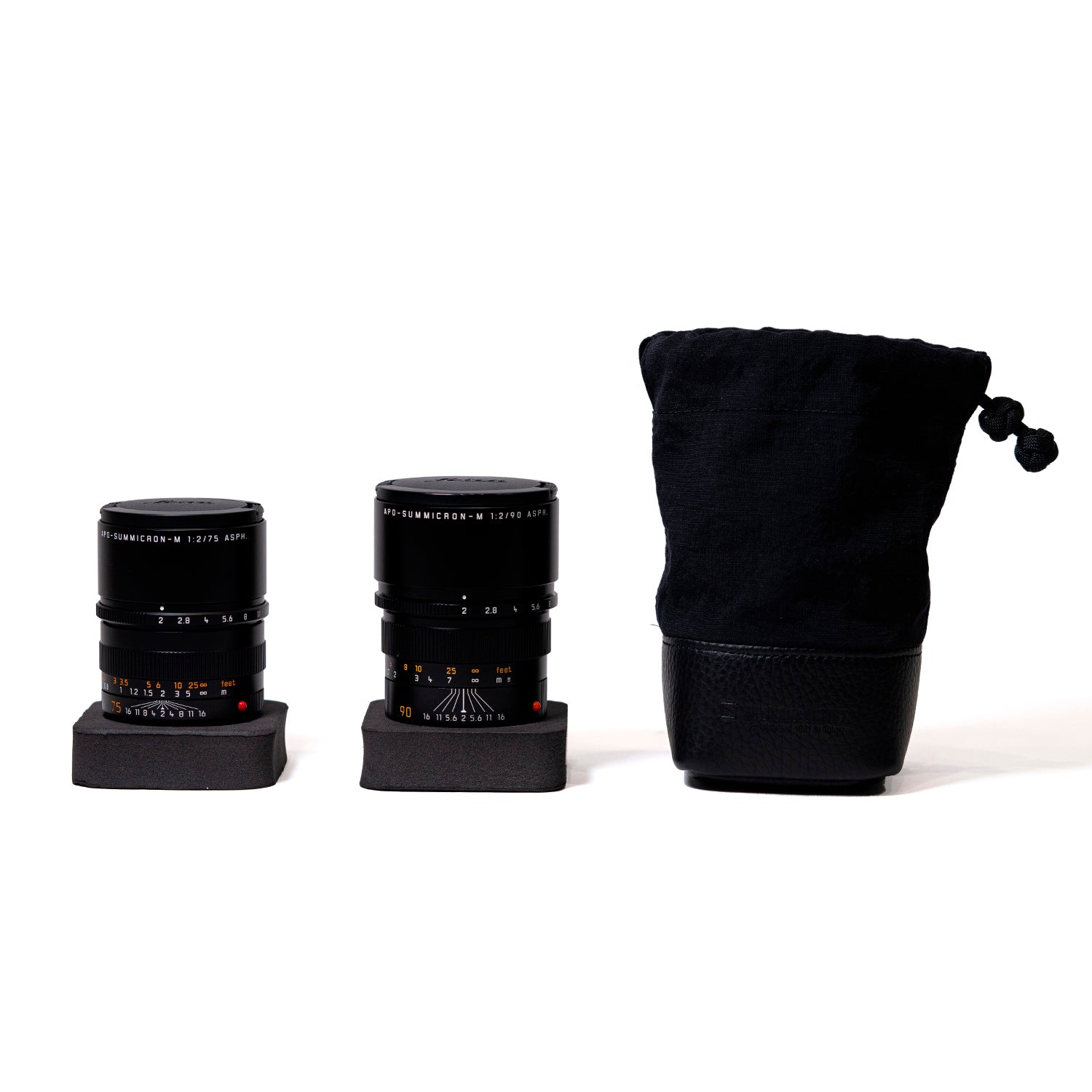 Artisan & Artist ACAMLP 140 Medium Black Fabric and Leather Lens Pouch - Premium Camera Lens Case for DSLR & Mirrorless Cameras - Perfect for Travel, Photography & Equipment Protection