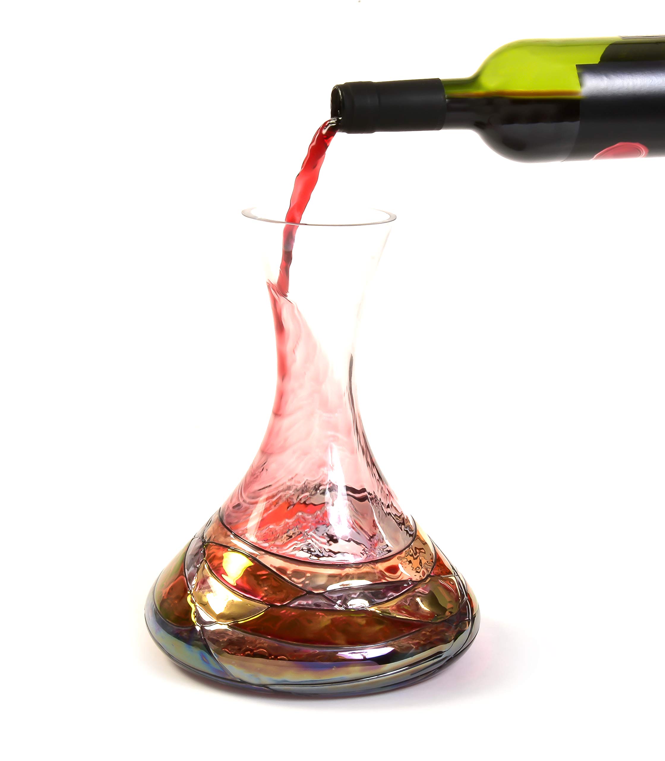 Handcrafted Wine Decanter Set with 2 Hand-Painted Red Wine Glasses - Premium Mouth-Blown Crystal Glassware for Wedding, Anniversary & Party Gifts - Perfect for Romantic Dinners, Wine Tasting & Special Occasions