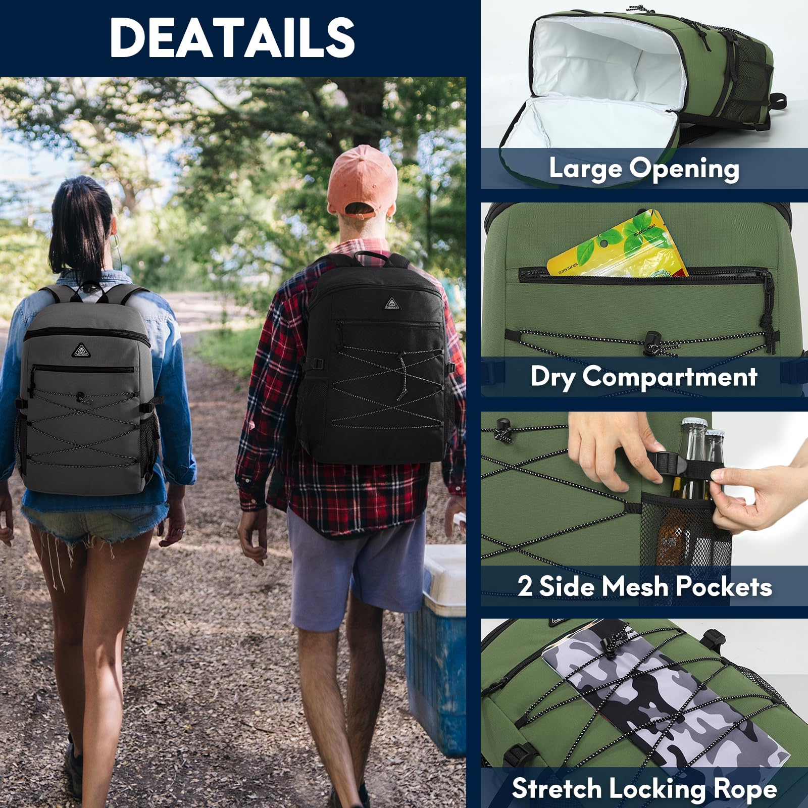 Haimont Insulated Cooler Backpack - Leakproof Ice Chest Bag for Hiking, Beach, Travel & Picnic | 35 Can Capacity | Thermal Lunch Backpack for Men & Women | Perfect for Outdoor Adventures, Camping & Work Lunch Storage