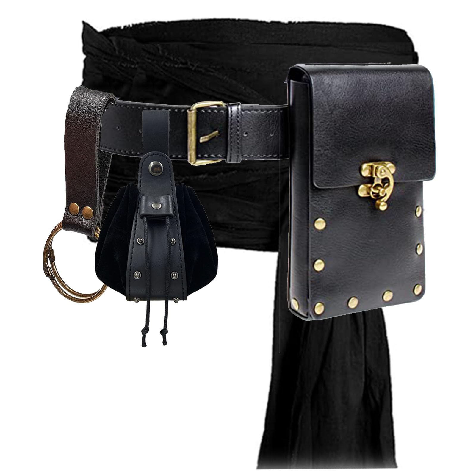 **Medieval Renaissance Belt Pouch & Coin Purse Set – 4pcs Black Waist Bag for Skirt Hiking, Festival Costume, Halloween Accessories & Casual Fanny Pack – Perfect for LARP, Cosplay & Outdoor Adventures**