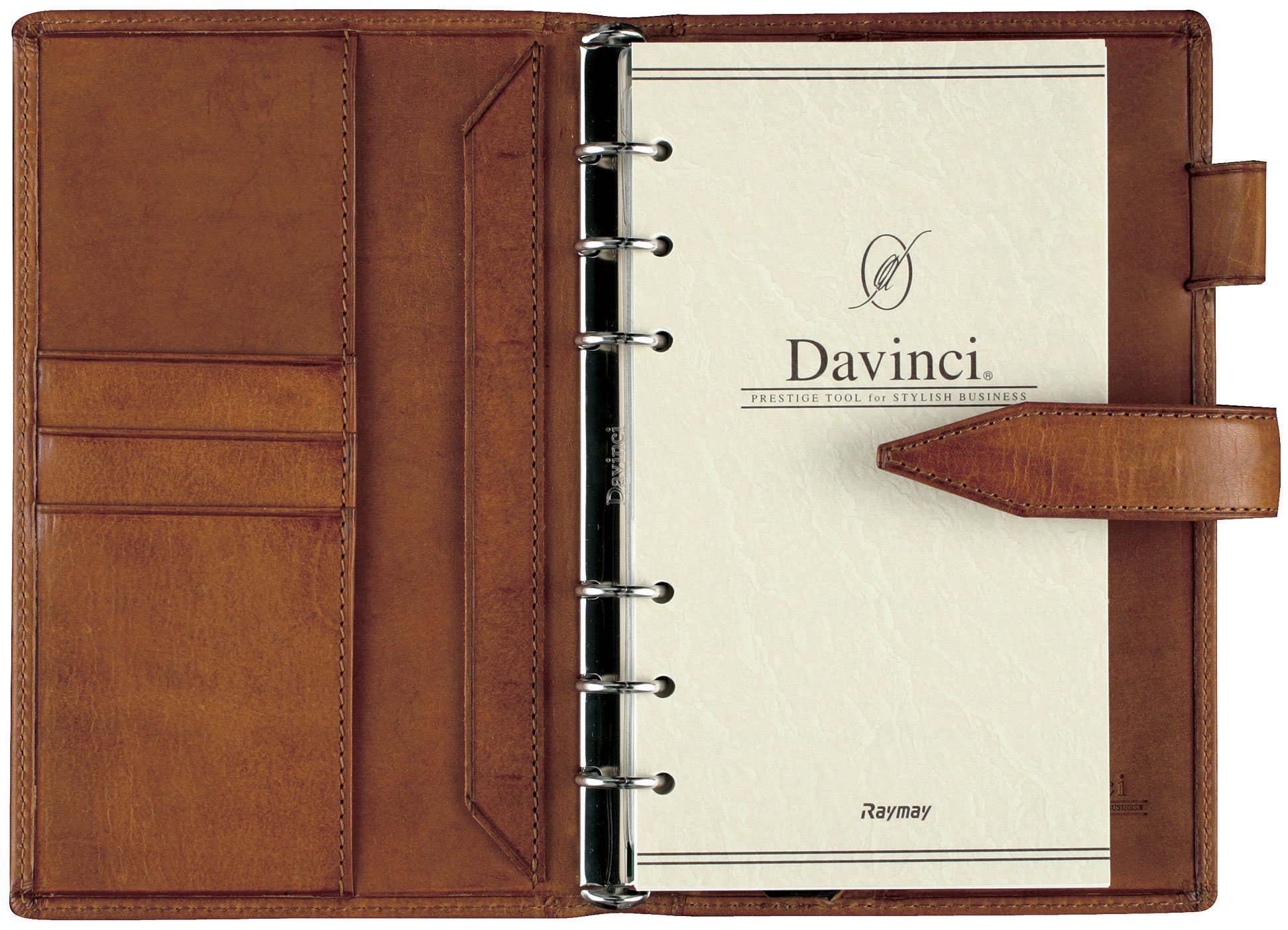 Raymei Fujii DB3011C Da Vinci Loroma Classic Bible Brown Leather Personal Organizer - Perfect for Business, Travel & Daily Planning