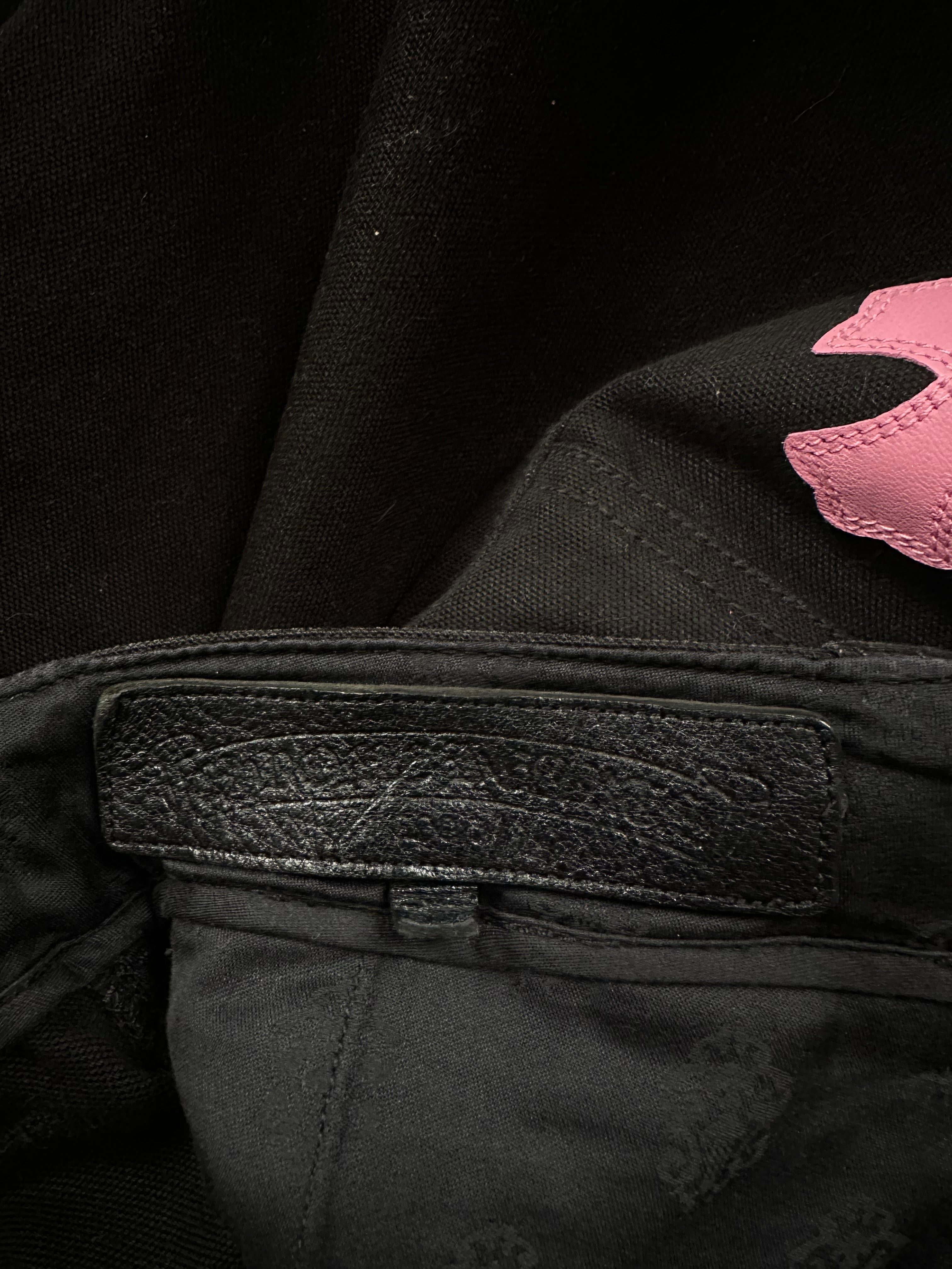 Chrome Hearts Black & Pink Cross Patch Cargo Pants - Unique 1/1 Design for Streetwear & Gothic Fashion | Perfect for Concerts, Festivals & Edgy Outfits