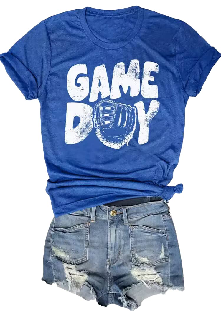 Women's Funny Game Day Baseball T-Shirt - Cute Softball Mom Tee, Casual Short Sleeve Top for Women | Perfect for Baseball Games, Team Spirit & Casual Wear