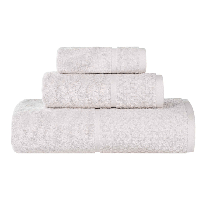 Premium Cotton Plush Soft Absorbent Jacquard 3-Piece Towel Set for Bath, Spa & Guest Use - Ultra-Luxury Bath Towels, Hand Towels & Washcloths