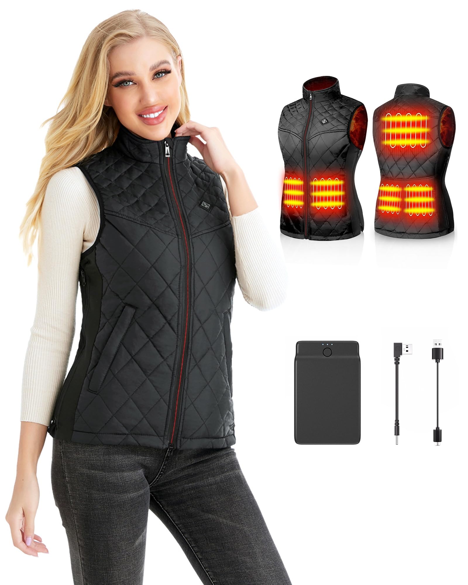 PETREL Rechargeable Heated Vest for Women - Lightweight Battery-Powered Warm Vest for Hunting, Hiking & Outdoor Activities