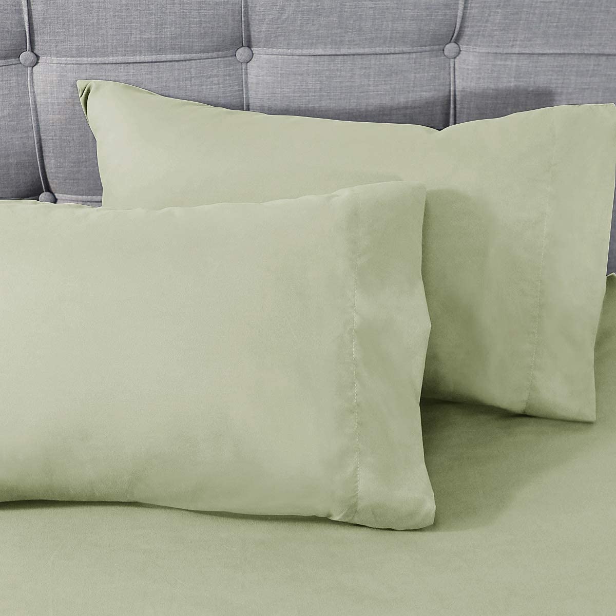4PCs Twin XL Size 800 Thread Count 100% Long-Staple Combed Cotton Sheet Set - Sage Green - Fits Mattress Up to 16