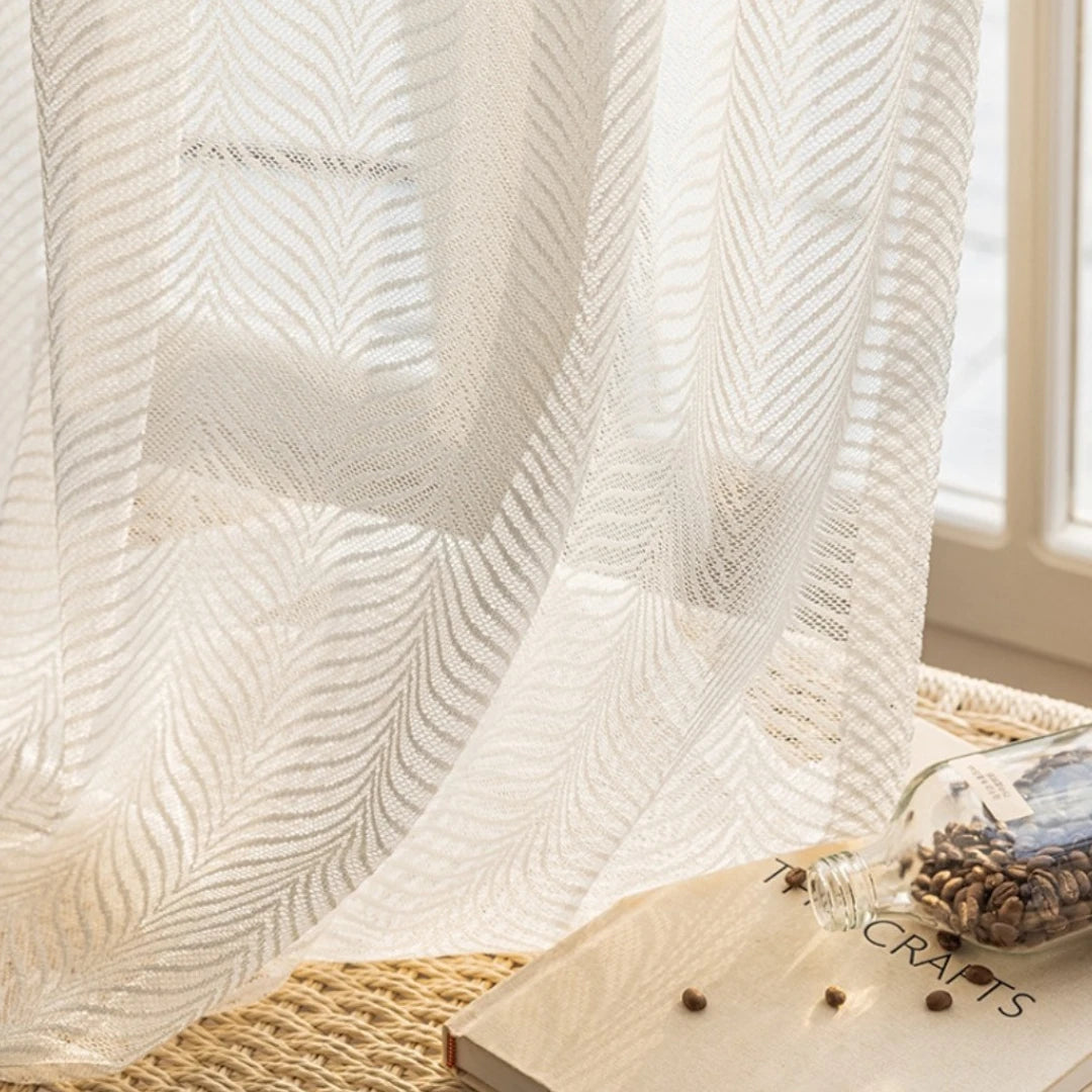 Sheila Modern Polyester Herringbone Custom Sheer Curtains for Living Room & Bedroom - Light Filtering Window Drapes with Premium Textured Fabric
