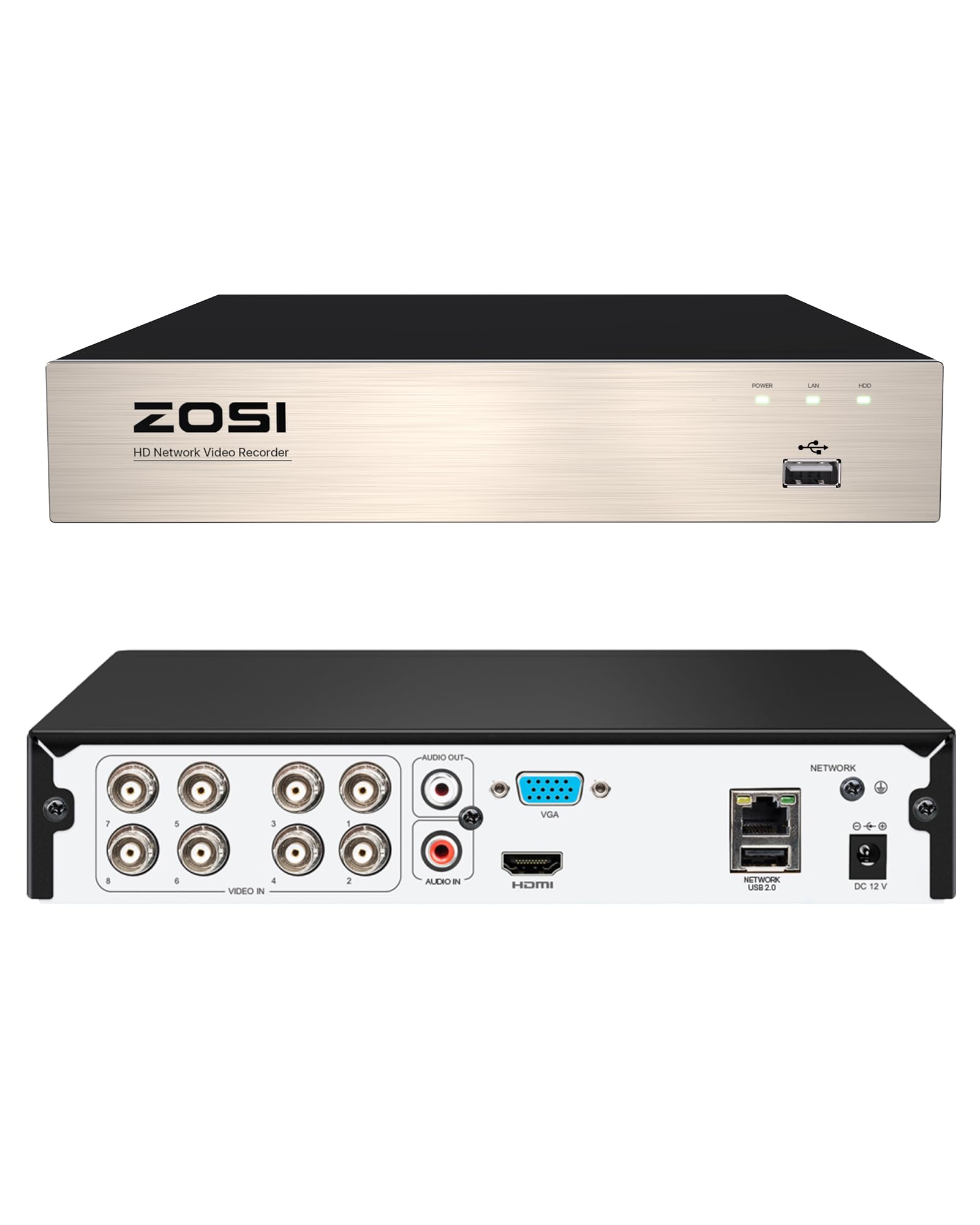 ZOSI 8 Channel 1080N/720P HD-TVI Security DVR System - 4-in-1 CCTV Video Recorder for 720P & 1080P Cameras with Motion Detection & Remote Access (No HDD) - Ideal for Home & Business Surveillance
