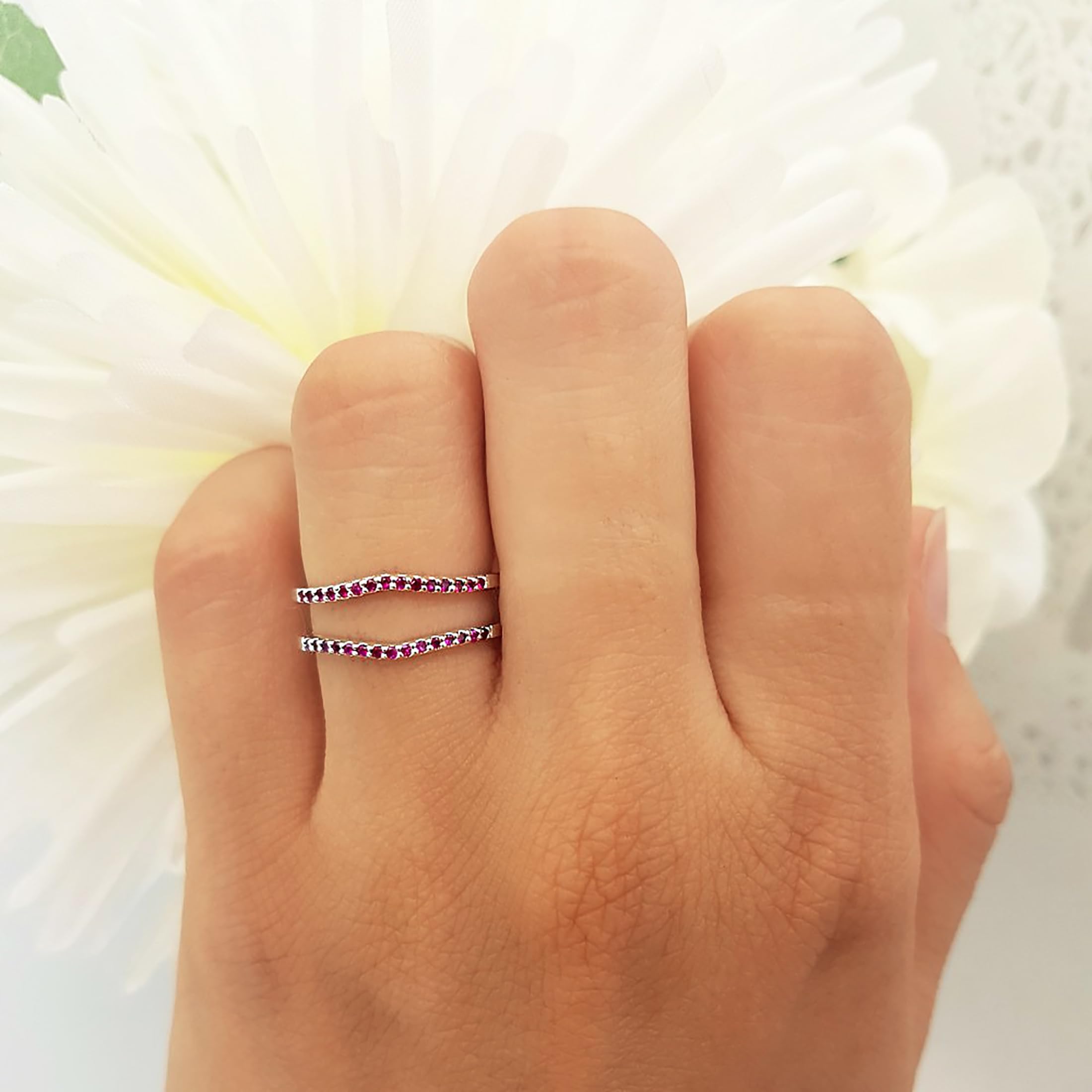 14K Solid White Gold Round Gemstone or Diamond Wedding Enhancer Guard Ring for Women - Dazzlingrock Collection | Perfect for Bridal Jewelry, Anniversary Gifts & Special Occasions