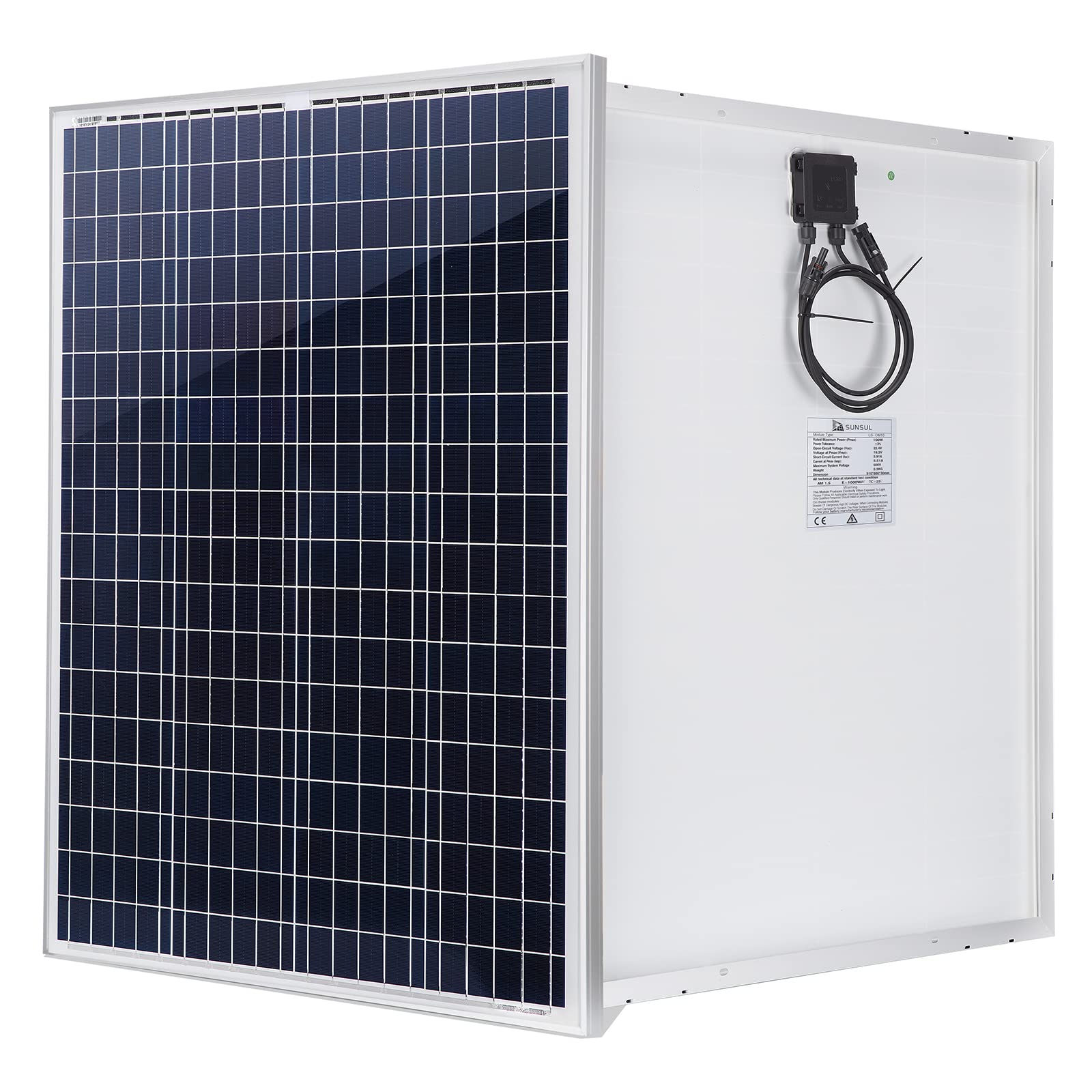 100W 12V Polycrystalline Solar Panel - Waterproof Outdoor Solar Panel for RV, Boat, Caravan & Off-Grid Power | Charge 12V Batteries for Homes, Cars & Outdoor Adventures