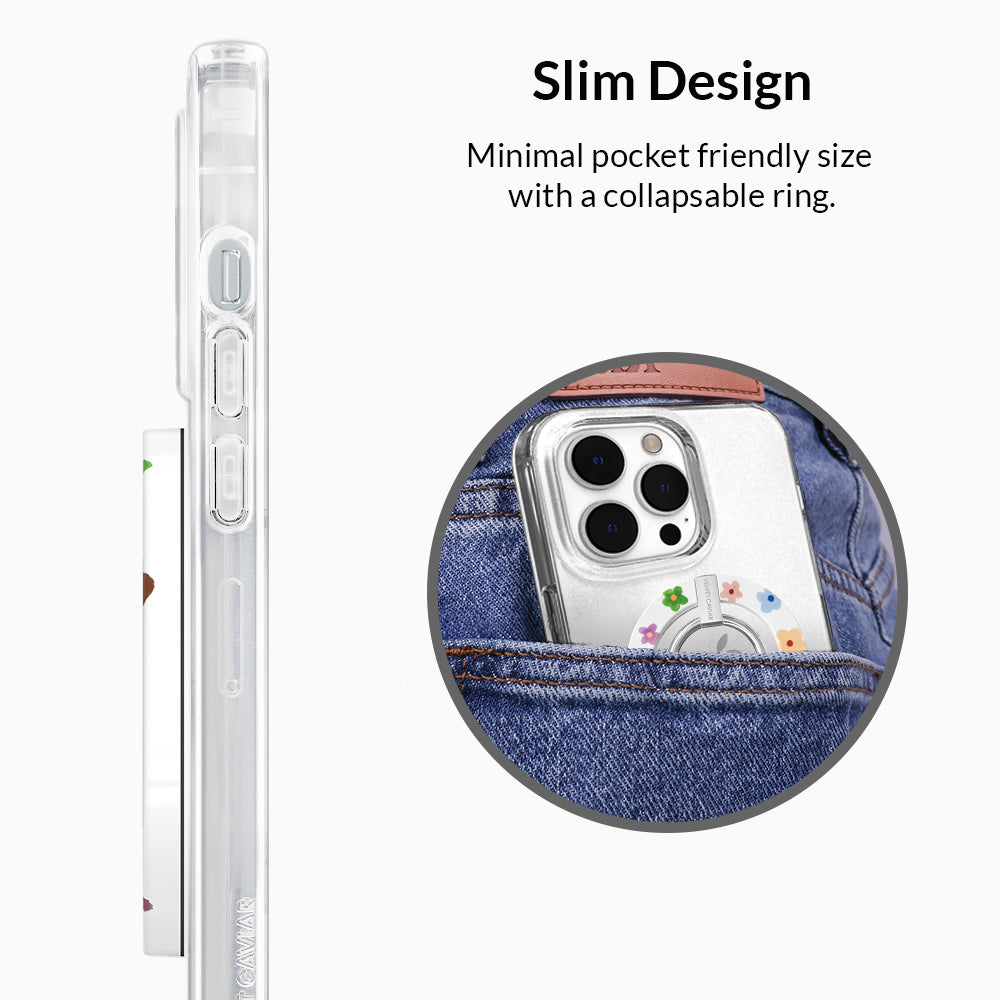 Flower Power MagSafe Grip Ring - Magnetic Phone Holder for iPhone 12/13/14/15 Pro Max - Secure Anti-Slip Grip - Perfect for Driving, Workouts & Outdoor Activities