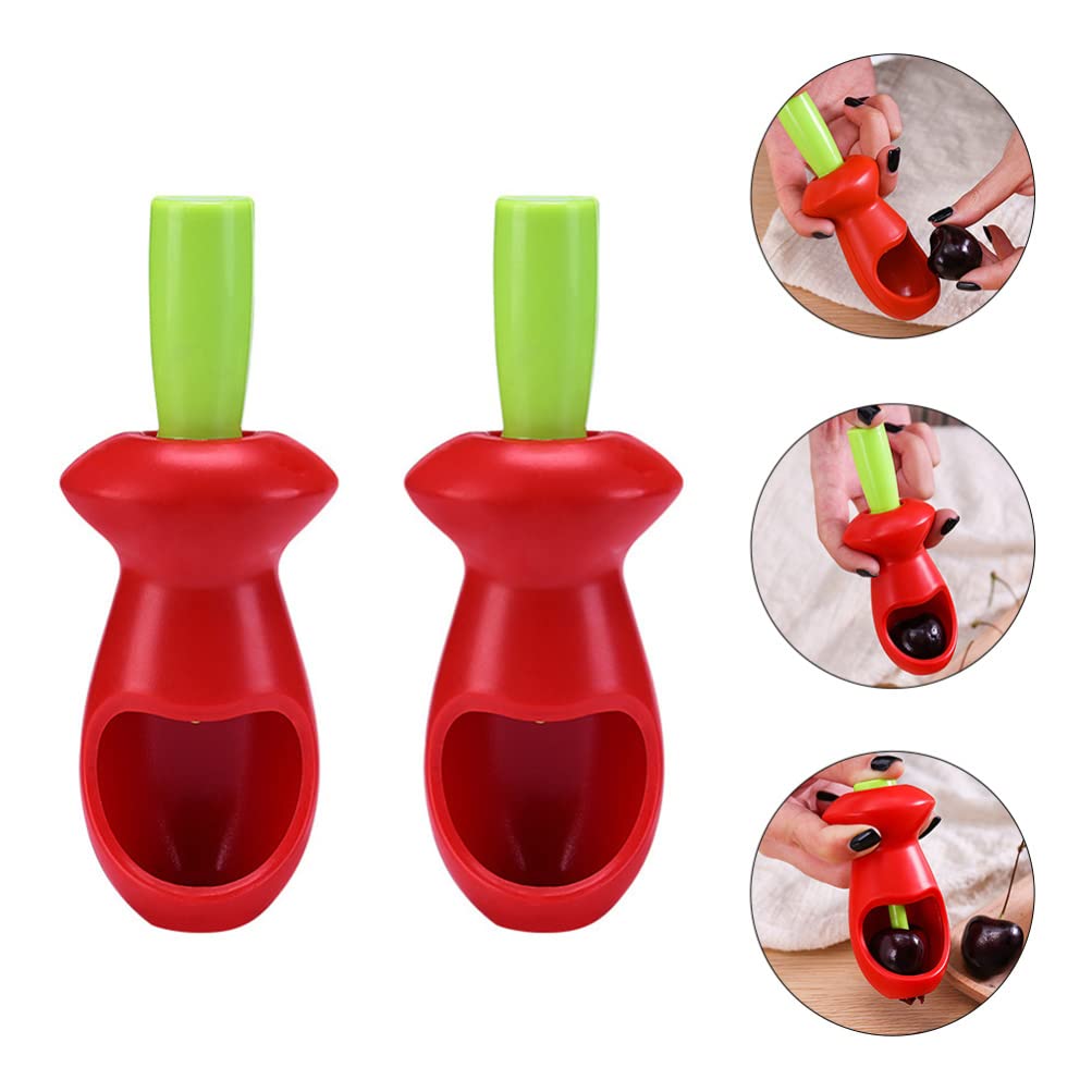 Hemoton 2-Pack Cherry Pitter and Fruit Core Remover - Handheld Stainless Steel Cherry Pitter Tool for Cherries, Olives, Grapes & Dates - Perfect for Baking, Jam Making and Fruit Salad Prep