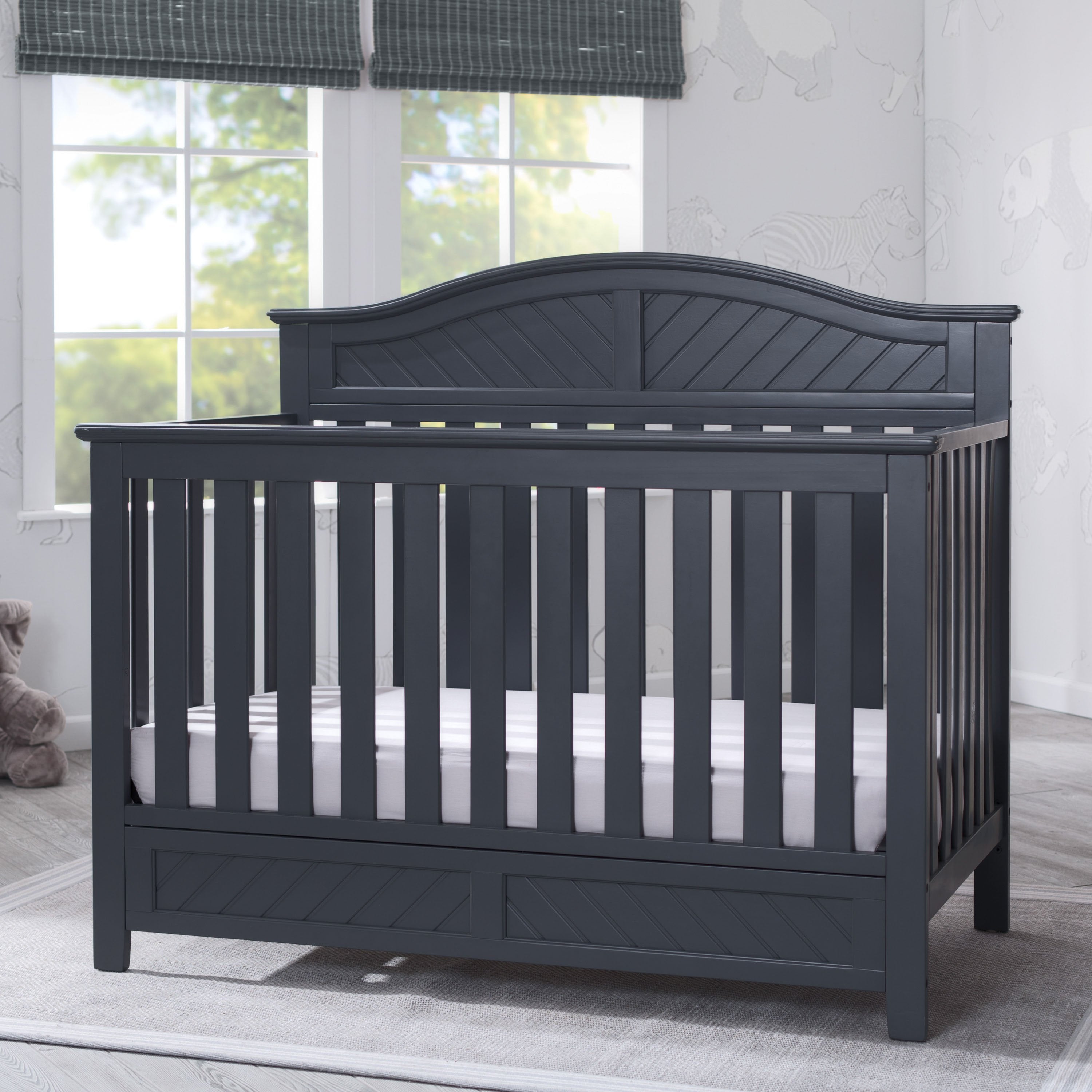 Bennington Elite Curved 4-in-1 Convertible Crib - Modern Nursery Furniture for Baby to Toddler Bed Transition | Perfect for Small Spaces & Stylish Nurseries