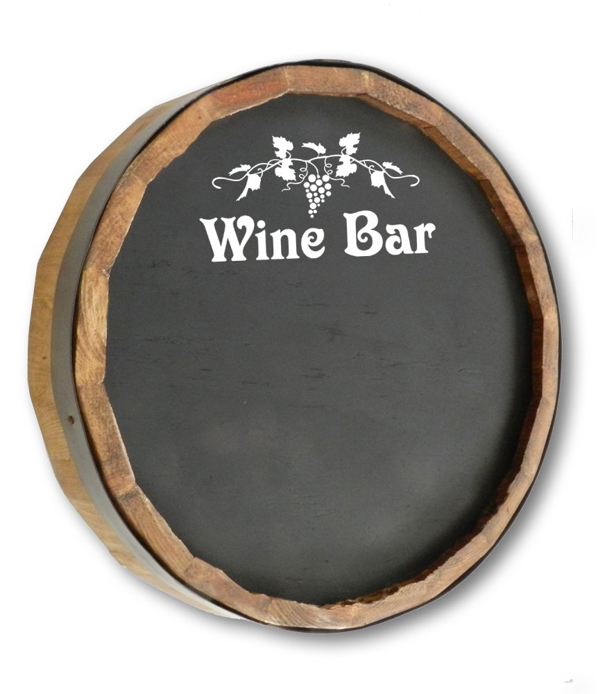 21 Inch Chalkboard Whiskey Barrel End Sign - Rustic Wooden Home Bar Decor for Man Cave, Kitchen, Office & Restaurant - Custom Wine Barrel Head Wall Art & Menu Board | Perfect for Wine Tastings, Pub Displays & Rustic Wedding Decor (CHK6)