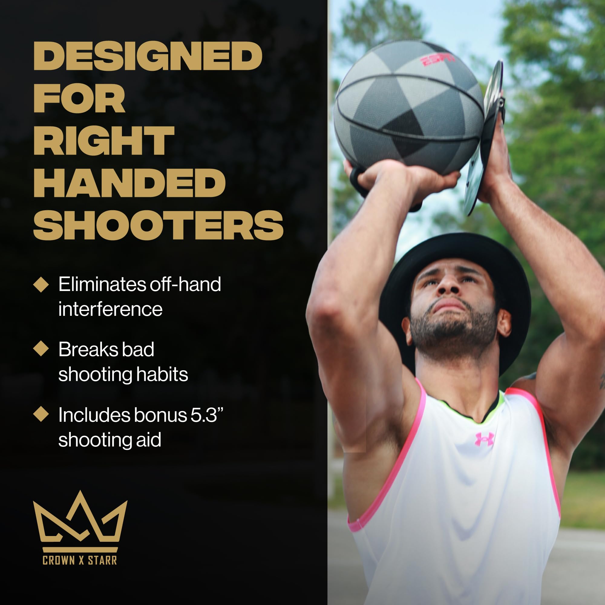 Basketball Shooting Off Hand Trainer for Right Handed Players - Eliminate Off Hand Interference - Includes Free 5.3