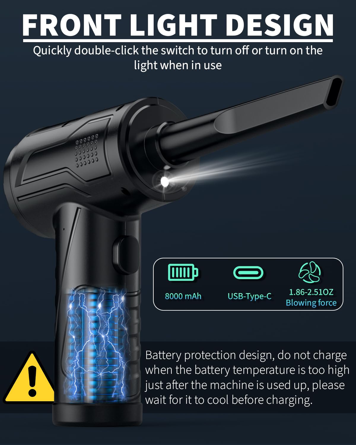 Rechargeable Cordless Air Blower - 95000RPM 3-Speed Electric Duster for Deep Cleaning - 8000mAh Battery - Keyboard Cleaner, PC Cleaning, Car Duster - Eco-Friendly Alternative to Canned Air - Perfect for Home, Office & Electronics Maintenance