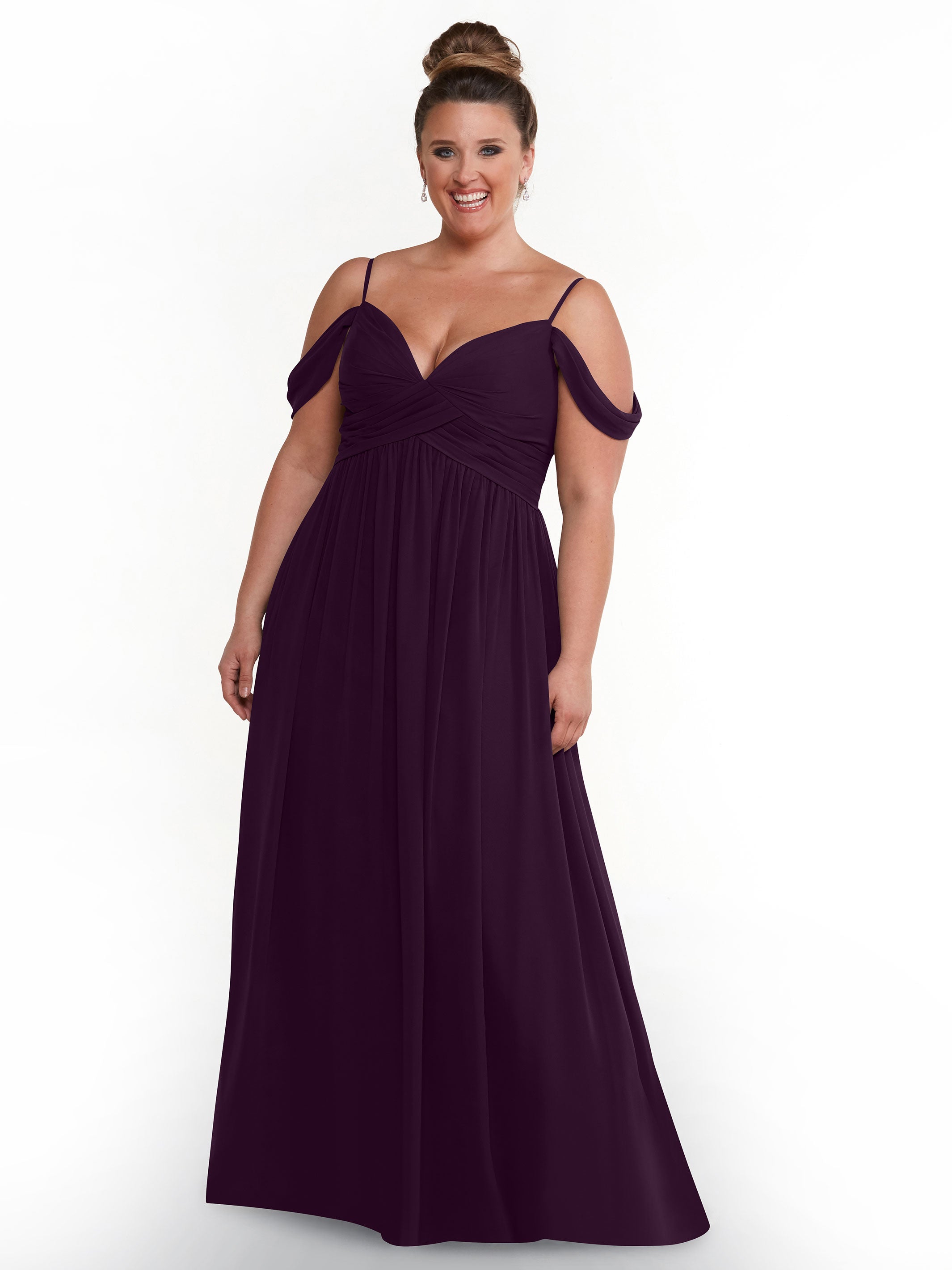 Elegant Off Shoulder Chiffon Bridesmaid Dress with Spaghetti Straps - Perfect for Weddings, Formal Events & Special Occasions