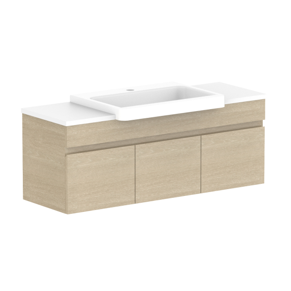 ADP Glacier Pro Semi Recessed All Door Slim Vanity with Solid Surface Top - Modern Bathroom Sink Cabinet for Small Spaces, Perfect for Apartments and Powder Rooms