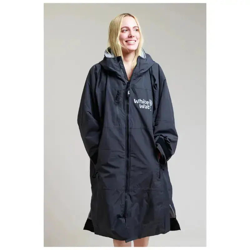 Unisex Black Swimming Robe for Adults - Waterproof Hard Shell Bathrobe for Pool, Beach & Spa - Quick Dry Travel Wrap for Swimwear Cover Up