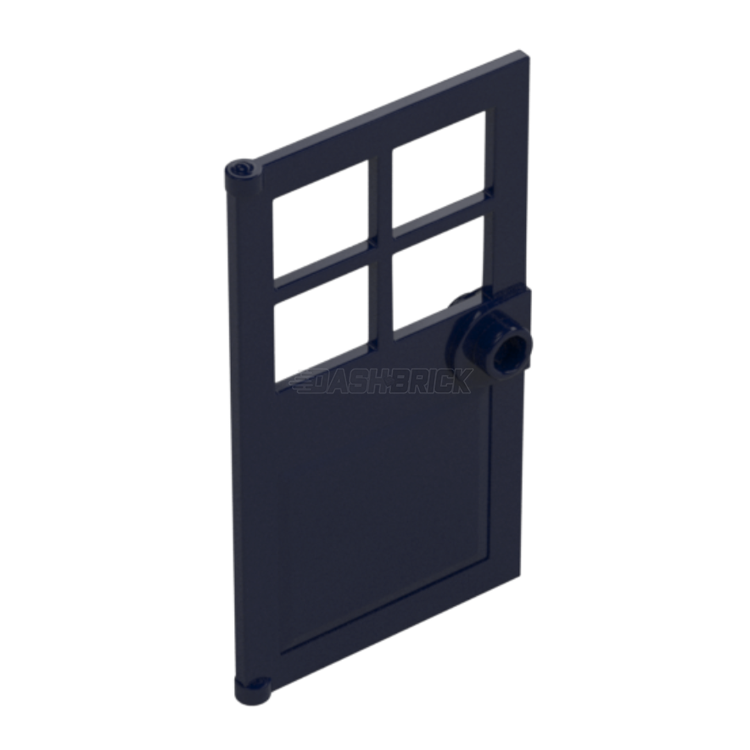 LEGO Dark Blue Door 1x4x6 with 4 Panes & Stud Handle - Building Block for Modular Houses & Castles (Set 60623) - Perfect for DIY Architecture Models & Creative Play