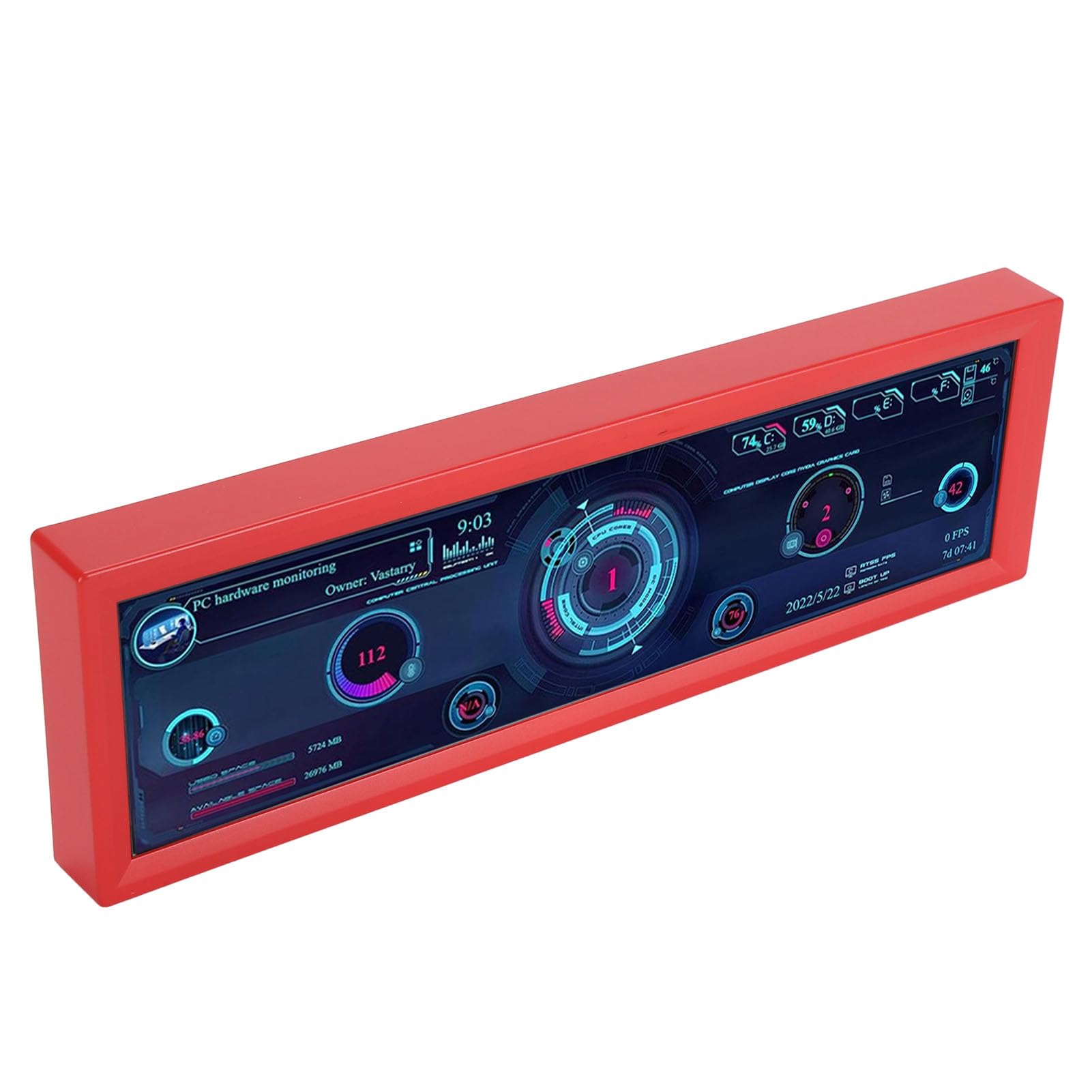 **Annadue 8.8 Inch IPS PC Sensor Panel Display - External CPU Hardware Temperature Monitor, Mini Secondary Screen for Windows, Linux & Raspberry Pi (Red) - Perfect for Gaming Rigs, Workstations & DIY PC Builds**