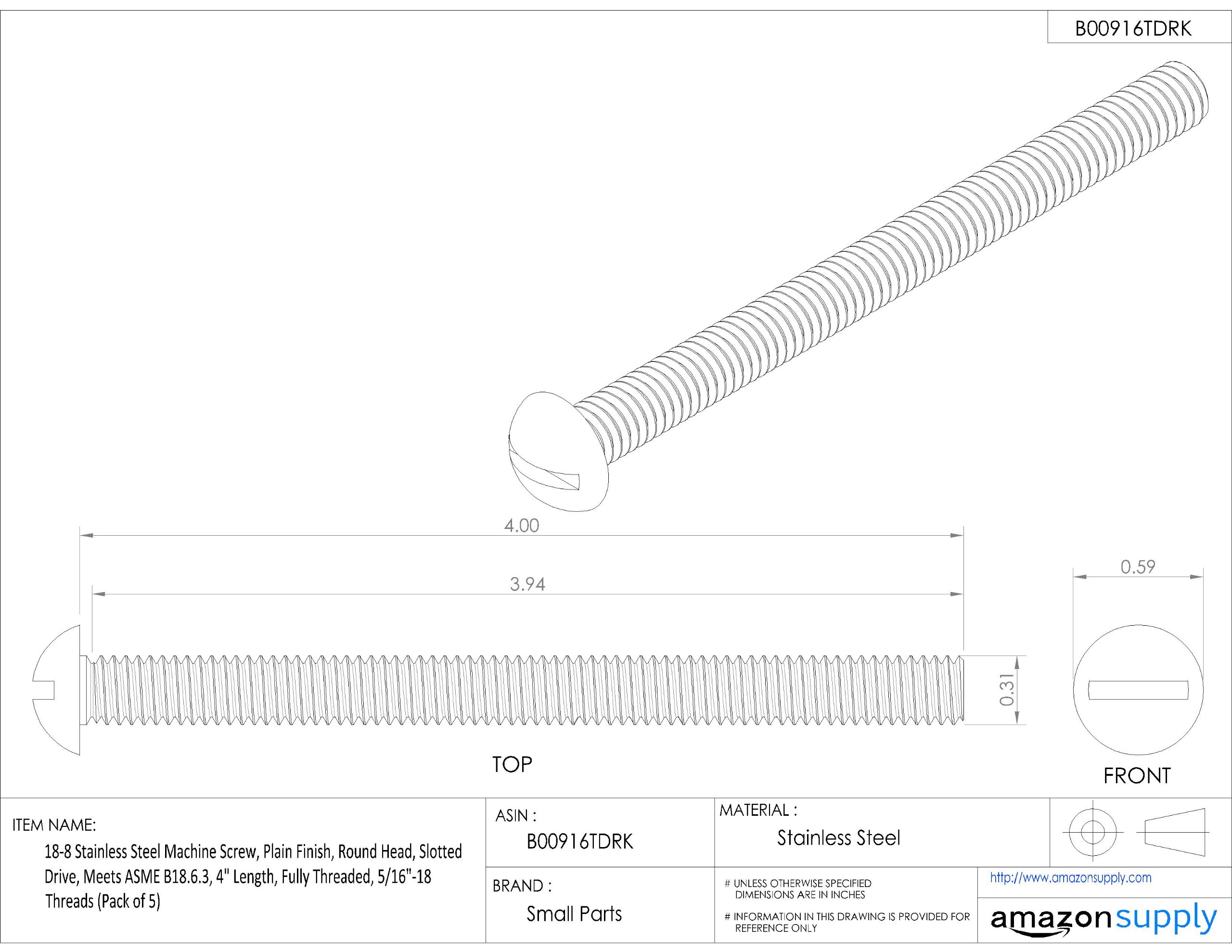 18-8 Stainless Steel Machine Screws, 4
