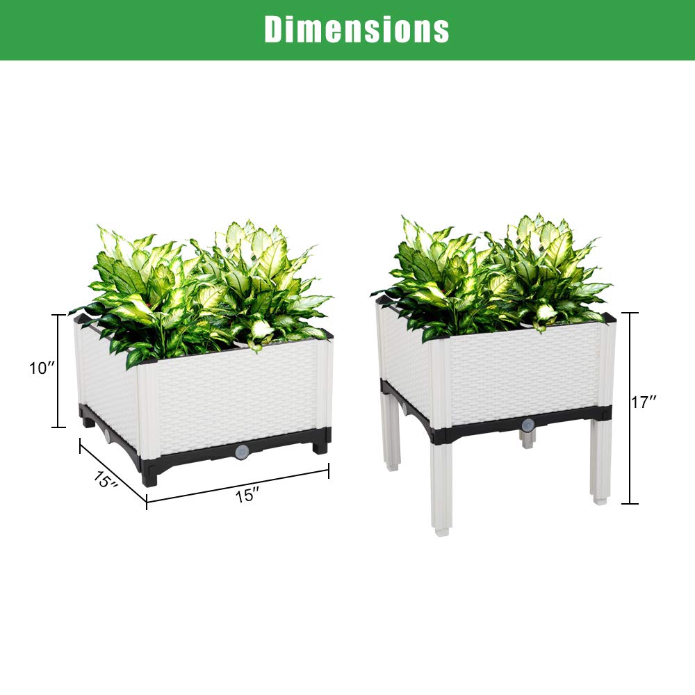 Ochine Raised Garden Bed Planter Box Kit - Self-Watering Elevated Plastic Planter for Flowers, Vegetables & Herbs | Indoor & Outdoor Gardening Solution for Patio, Balcony, Backyard | Perfect for Urban Farming, Home Gardening & Small Space Planting