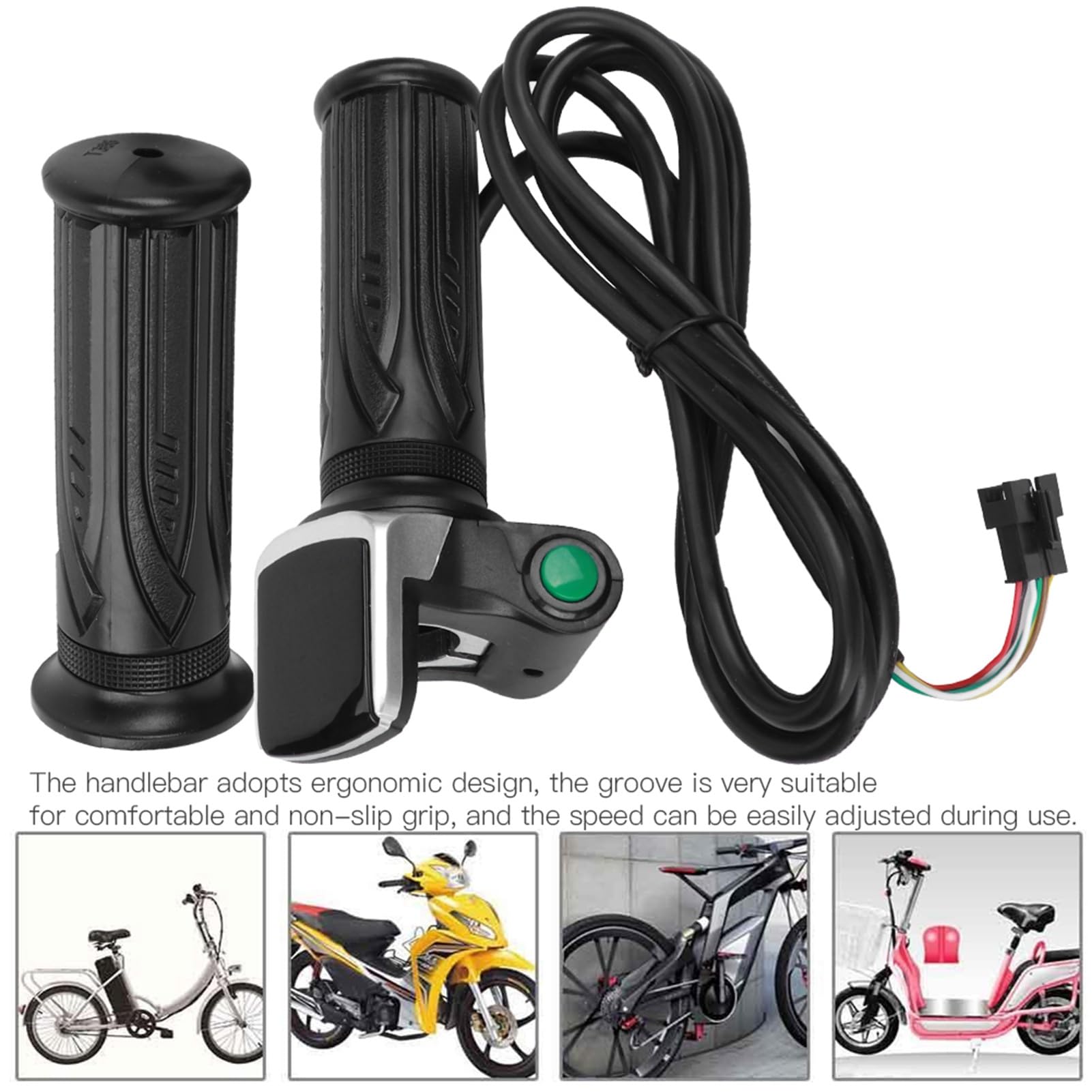 Electric Bike Throttle Handle with LCD Power Display & Switch - 5-Star Twist Grip for E-Bikes - Perfect for Commuting, Off-Roading & Urban Riding