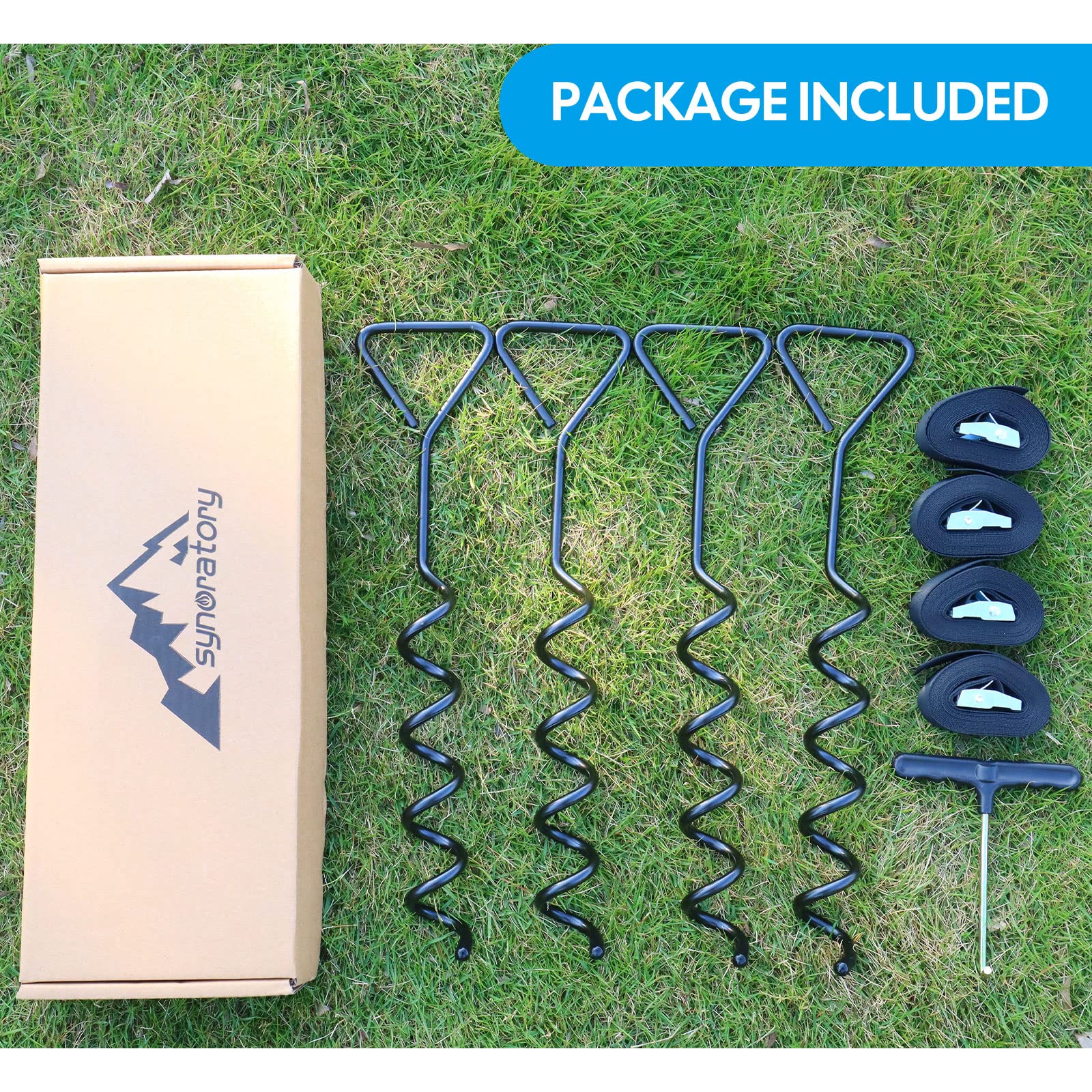 Heavy Duty Galvanized Steel Trampoline Anchors Kit - 15.8 Inch Ground Stakes for 10ft,12ft,14ft,15ft Trampolines - Windproof Safety Accessories for Outdoor Backyard Play & Storm Protection