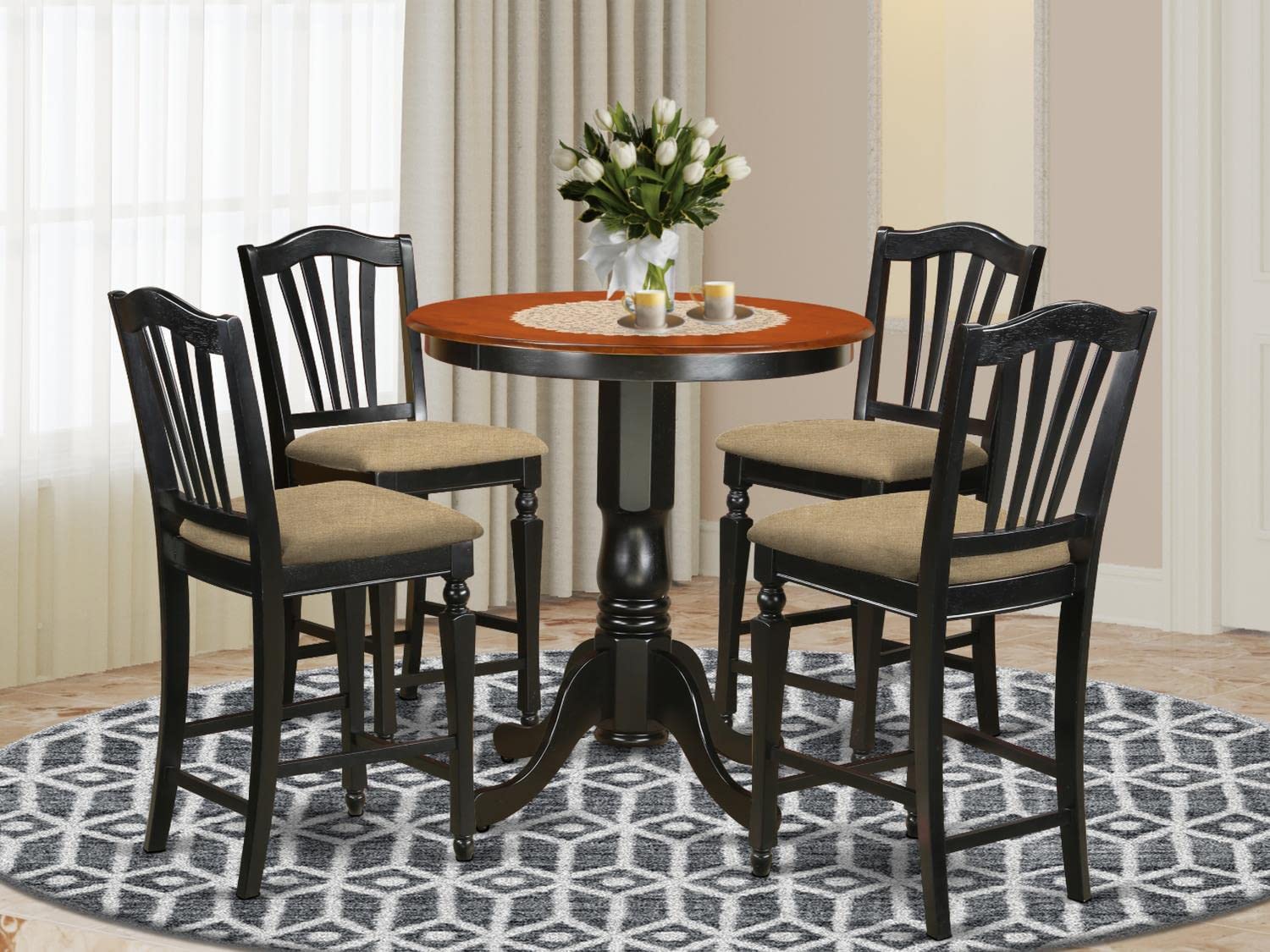 East West Furniture EDCH5-BLK-C 5-Piece Counter Height Dining Set - 30