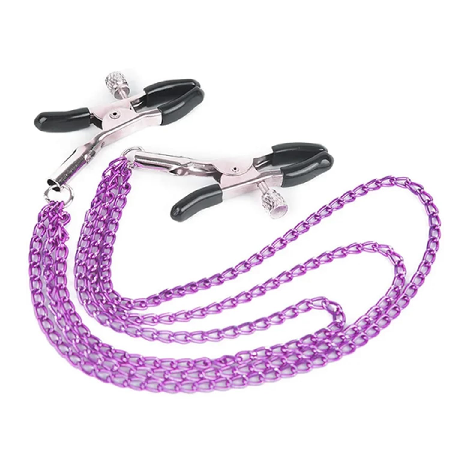 Adjustable Stainless Steel Nipple Clamps - 2PCS Non-Piercing BDSM Adult Toys with Chain for Couples | Sensual Play & Spice Up Your Intimate Moments