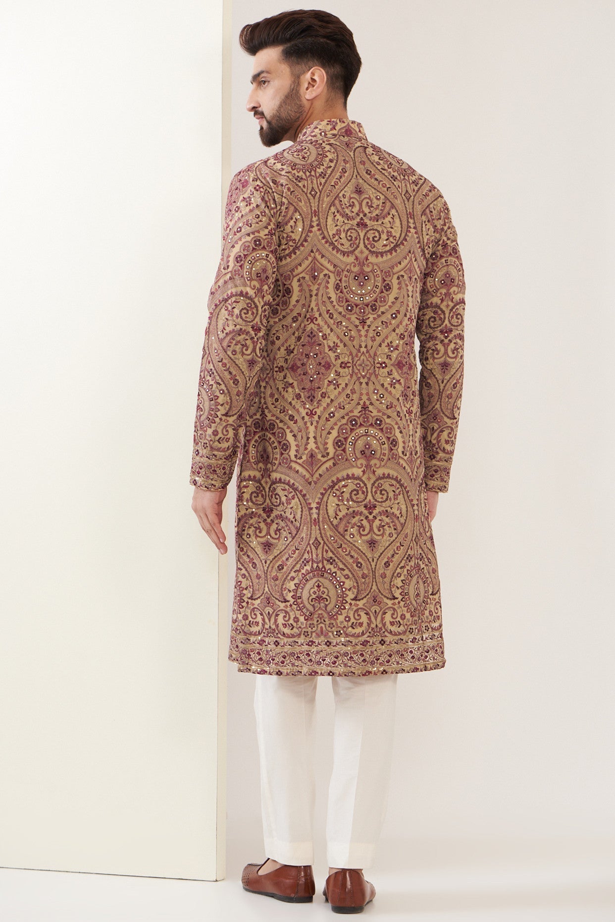 Exquisite Kashmiri Embroidered Kurta for Women - Traditional Handcrafted Cotton Tunic - Perfect for Festivals, Weddings & Ethnic Occasions