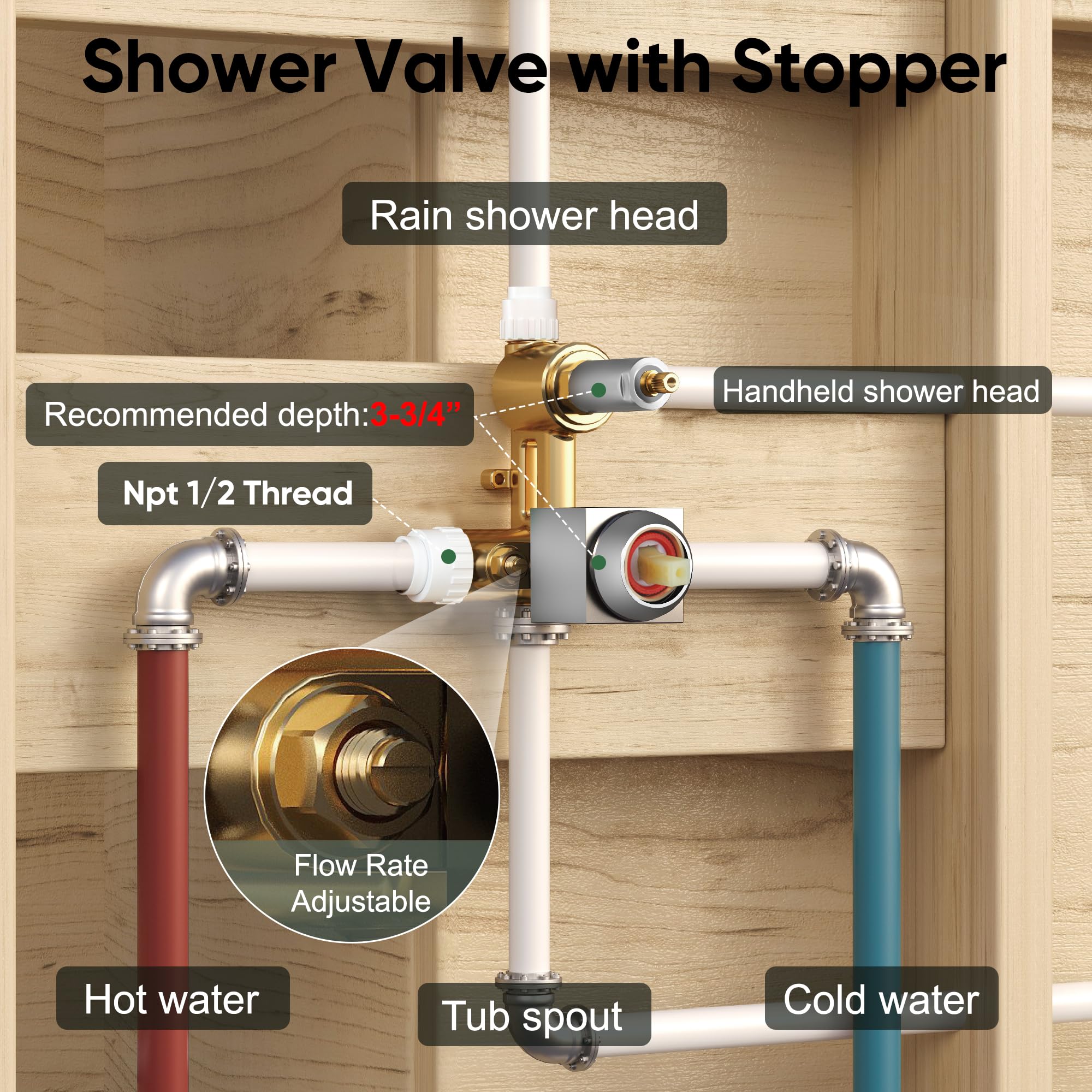Esnbia 10 Inch Rain Shower Head and Handheld Shower Combo - Wall Mounted Bathtub Shower Faucet System with Tub Spout - High Pressure Shower Kit with Durable Brushed Nickel Finish - Perfect for Modern Bathrooms and Spa-Like Shower Experience