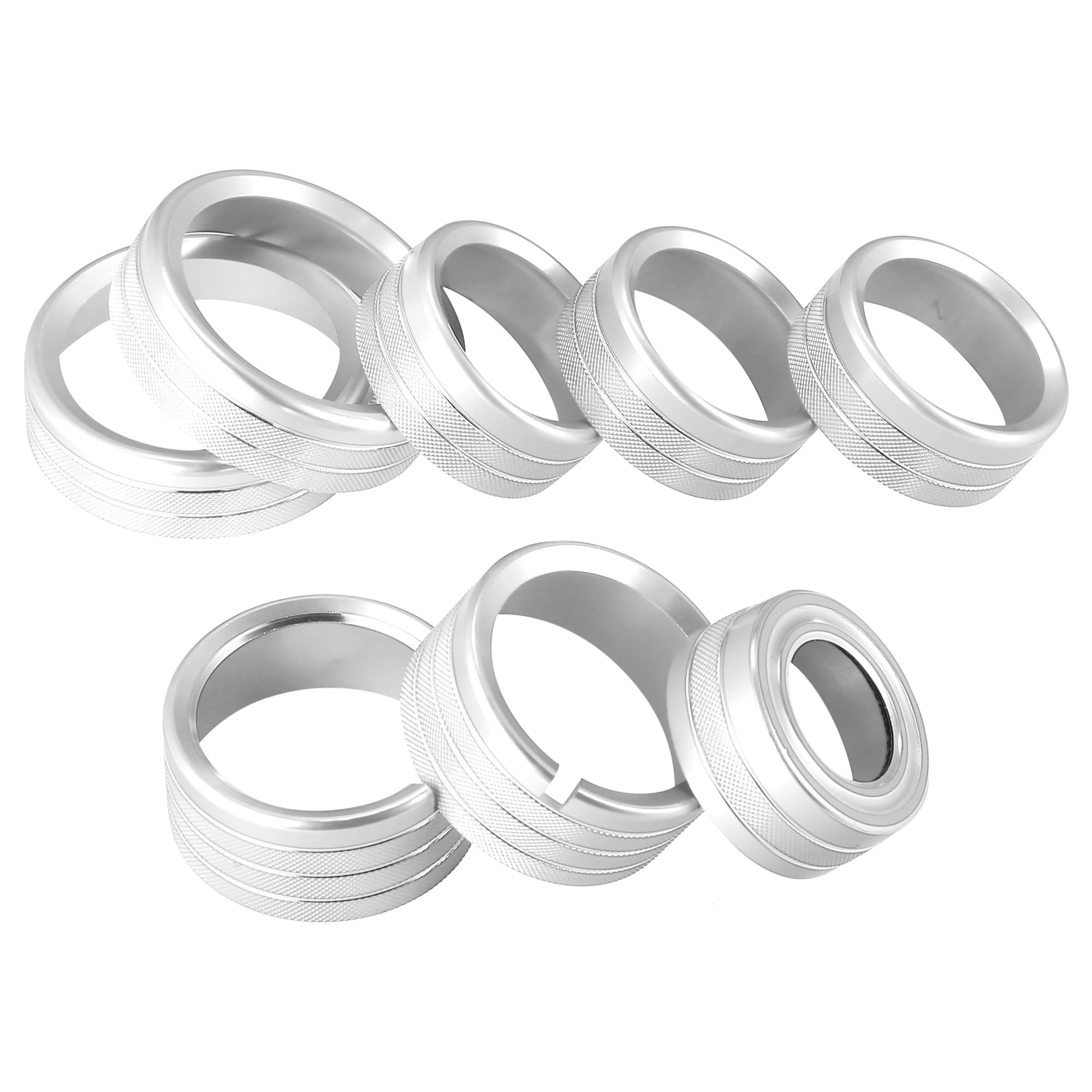 8PCS Silver Aluminum Alloy AC Radio Knob Covers for Chevy Silverado & GMC Sierra 2014-2018 - Upgrade Your Car Interior with Stylish Air Conditioner Switch Decor (Perfect for DIY Car Mods & Interior Customization)