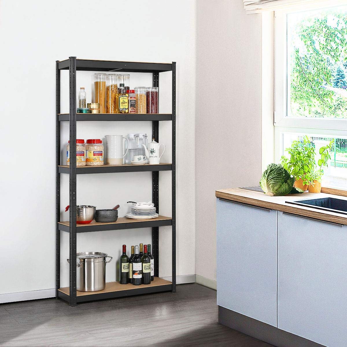 Yaheetech 2-Pack Heavy Duty 5-Tier Metal Garage Shelving Units - 90 x 30 x 180cm Black Storage Shelves with 175KG Capacity Per Shelf - Perfect for Garage Organization, Warehouse Storage & Home Utility Racks