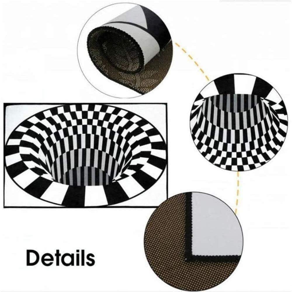 Lefran Anti-Skid Non-Woven Doormat - 3D Vortex Optical Illusion Round Rug for Living Room, Bedroom & Entryway - 80x80cm (31x31inch) - Perfect for Home Decor, Office & High Traffic Areas