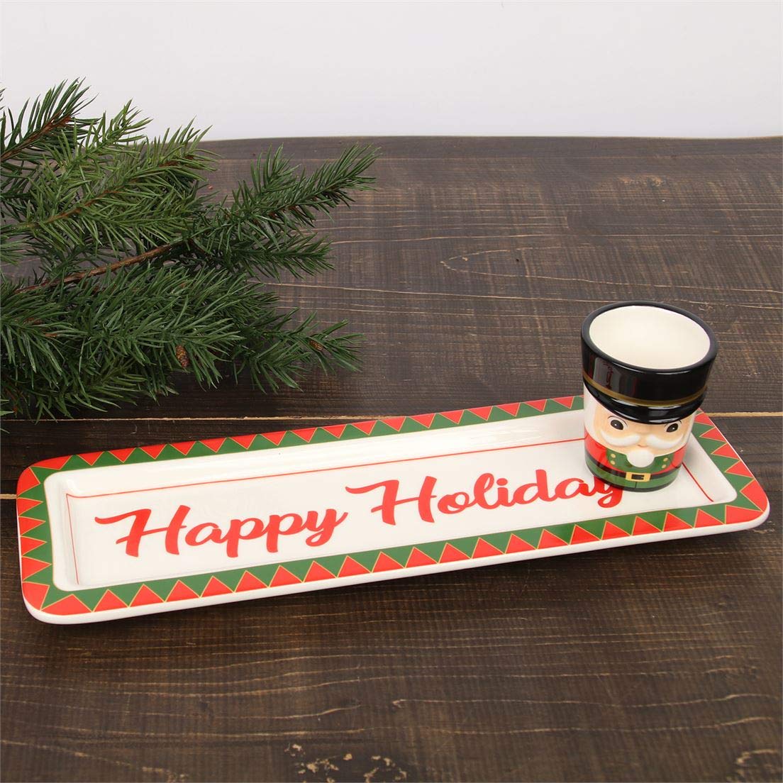 Nutcracker Tray with Toothpick Holder - Perfect for Holiday Parties
